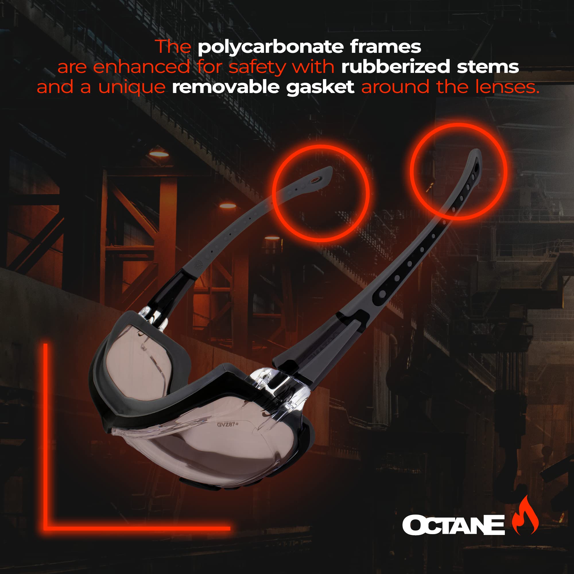 Global Vision 2 Pair Octane Padded Motorcycle Safety Sunglasses Clear And Smoke Lens Ansi Z87.1 (Gray)