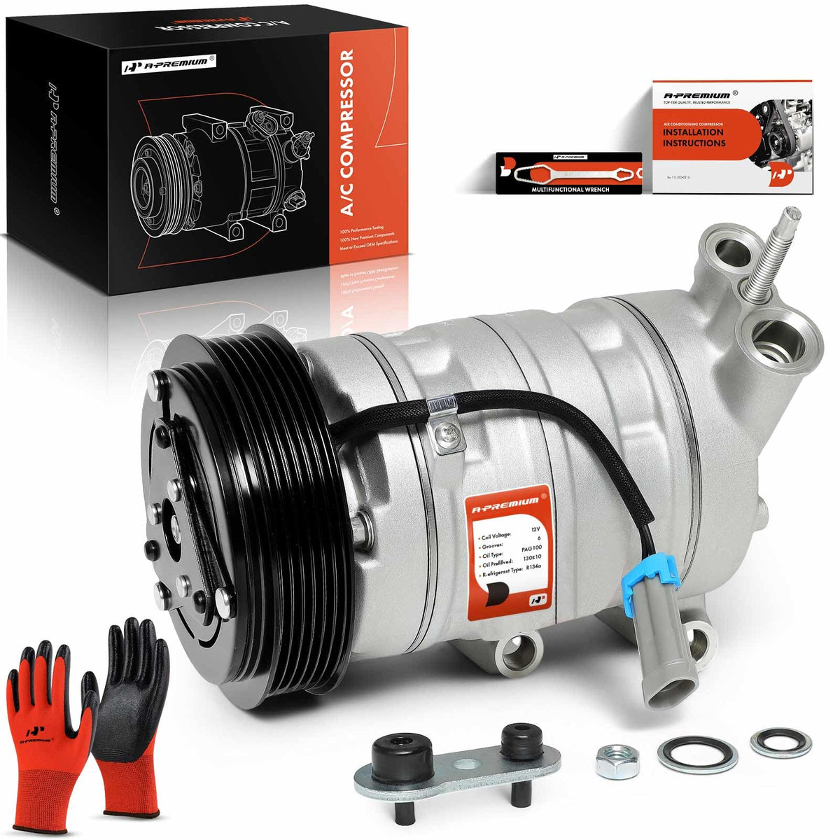 A-Premium Air Conditioner AC Compressor with Clutch Compatible with Chevrolet Chevy Equinox 3.0L 2010-2011, GMC Terrain 3.0L 201