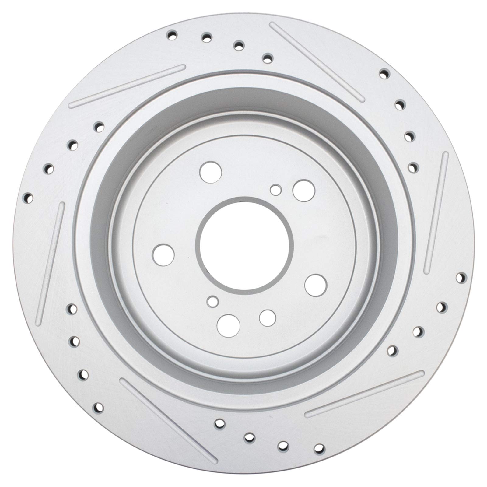 Trq Rear Performance Brake Rotors Set Solid Premium G-Coated Cross Drilled & Slotted Compatible With 2004-2006 Lexus Rx330 2007-