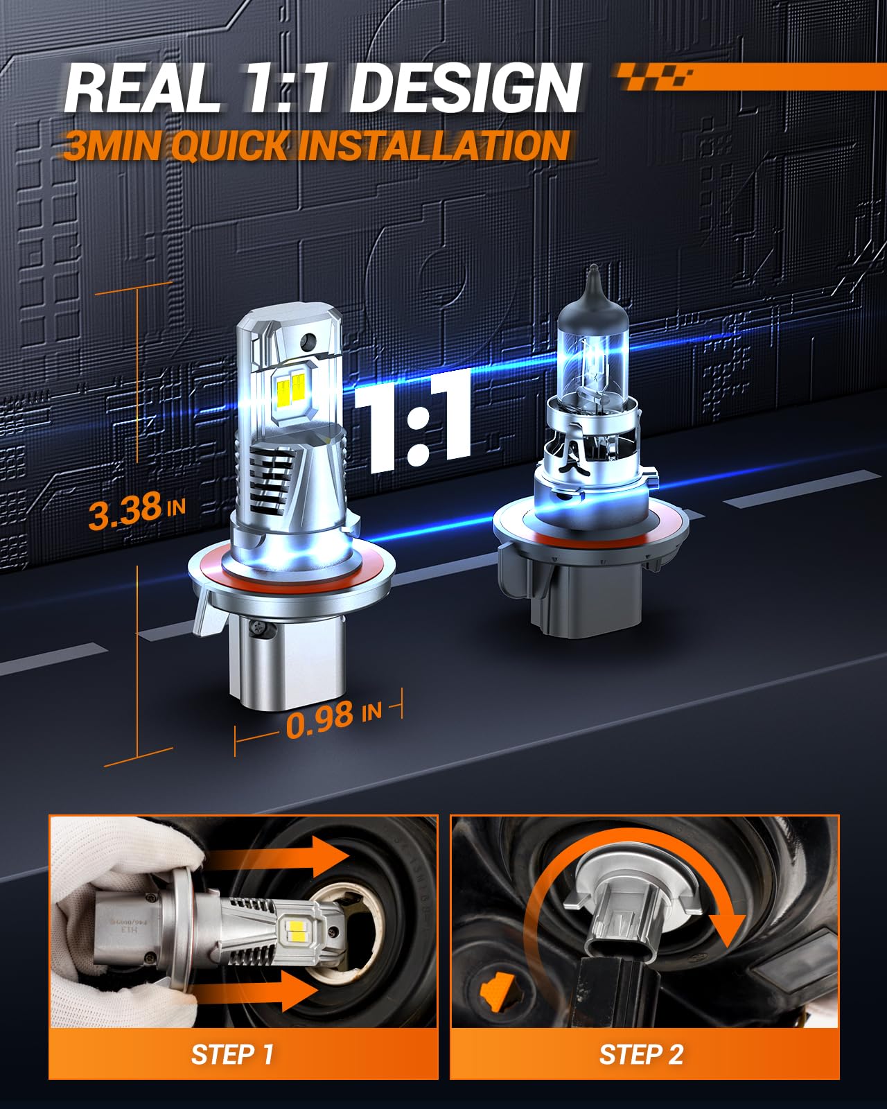 Sealight ??????/???????? Light Bulbs, 700% 36,000Lm Super Bright, 1:1 Real Size, ?????????? ???????? White H13/9008 Bulb For Car