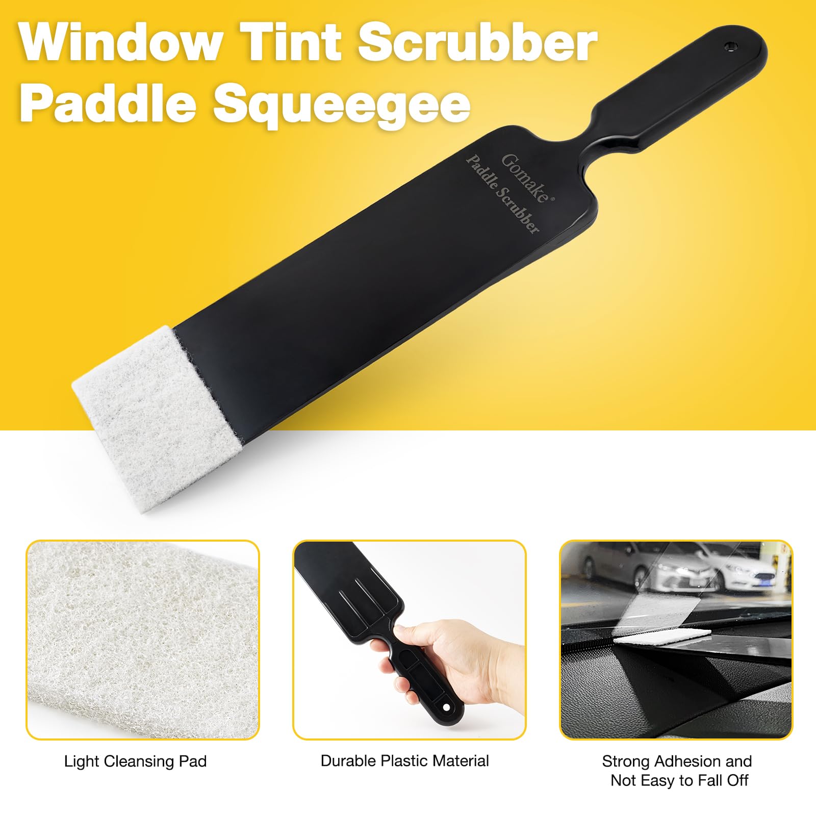 Gomake Window Tint Kit Vinyl Wrap Tool Car Windshield Back Window Tinting Tools With Bulldozer Squeegee Scrubber Paddle,Rubber B