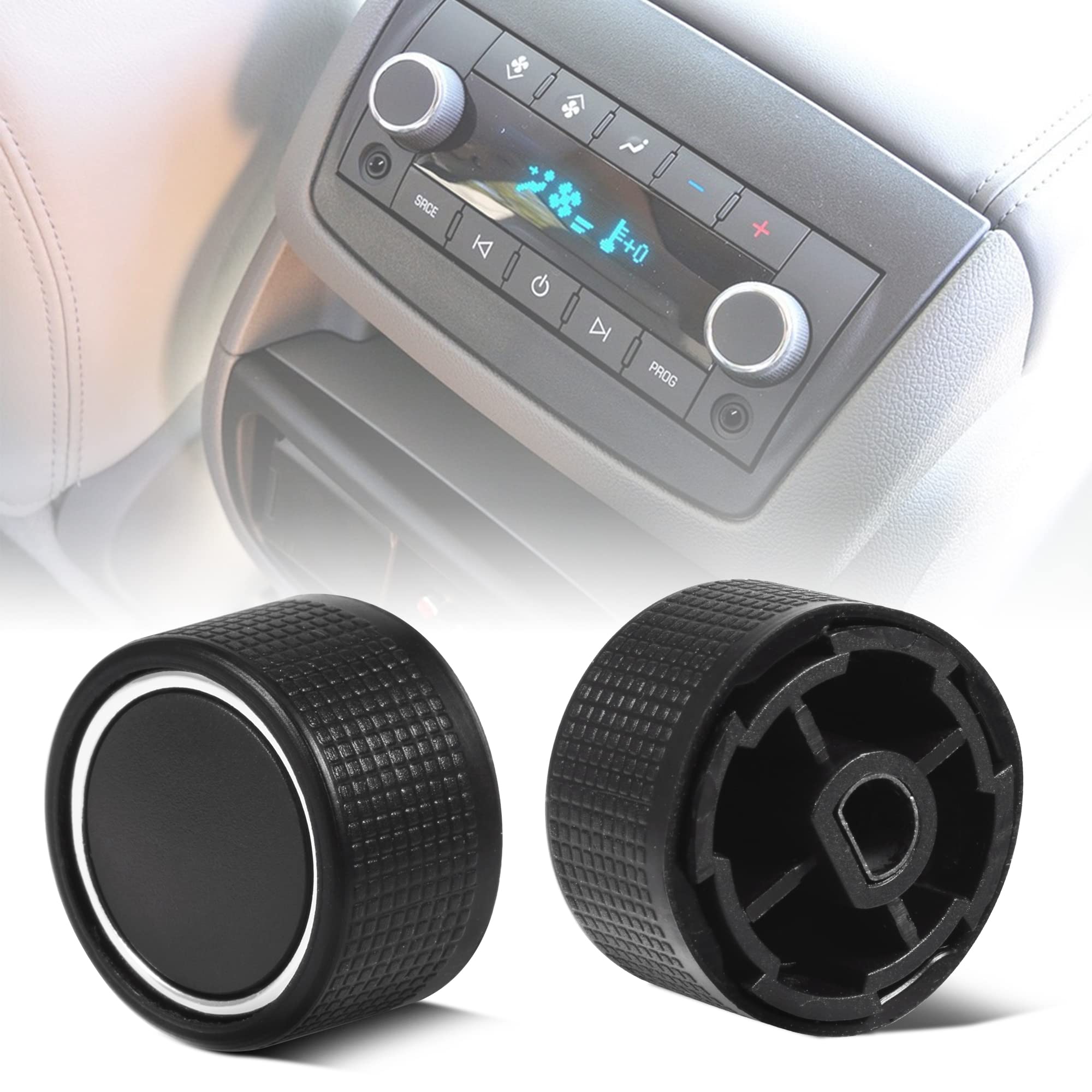 Rear Radio Volume Control Knob Button with AC Dash Button Stickers Repair Kit for Select GM Vehicles for 07-14 Chevrolet Chevy G