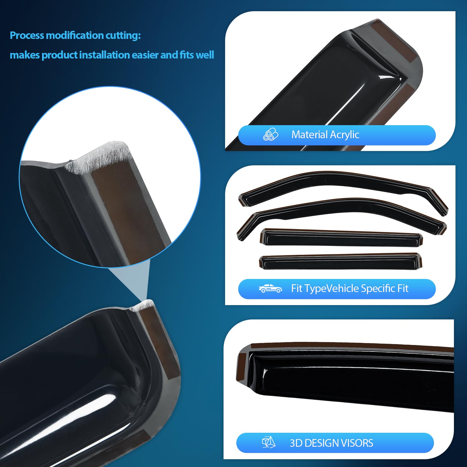 Nilight Vent Window Visors for Jeep Compass 2017 2018 2019 2020 2021 2022 2023 2024, in-Channel Rain Guards, Original Window Def