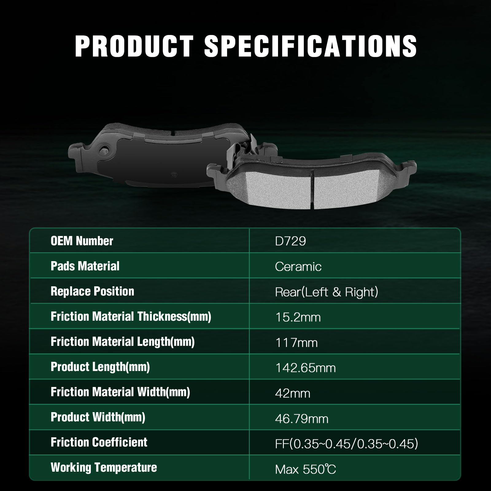 Automuto 8Pcs Front & Rear Ceramic Disc Brake Pads Set D729 D726 For Chevrolet Blazer S10 For Gmc Jimmy Sonoma For Isuzu Hombre