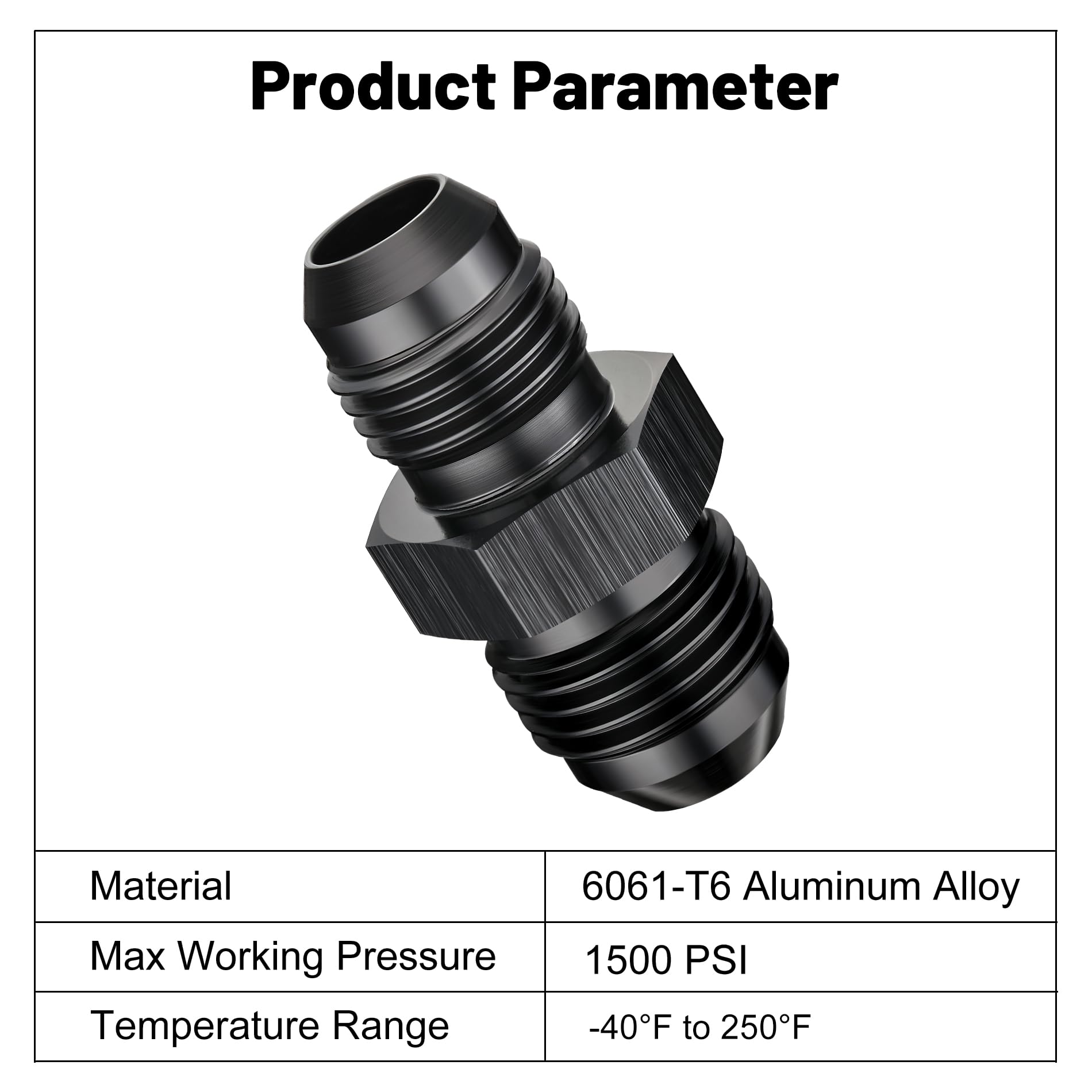 EVIL ENERGY 6AN Male to AN5 Male Flare Reducer Coupler Union Straight Adapter Fitting Black
