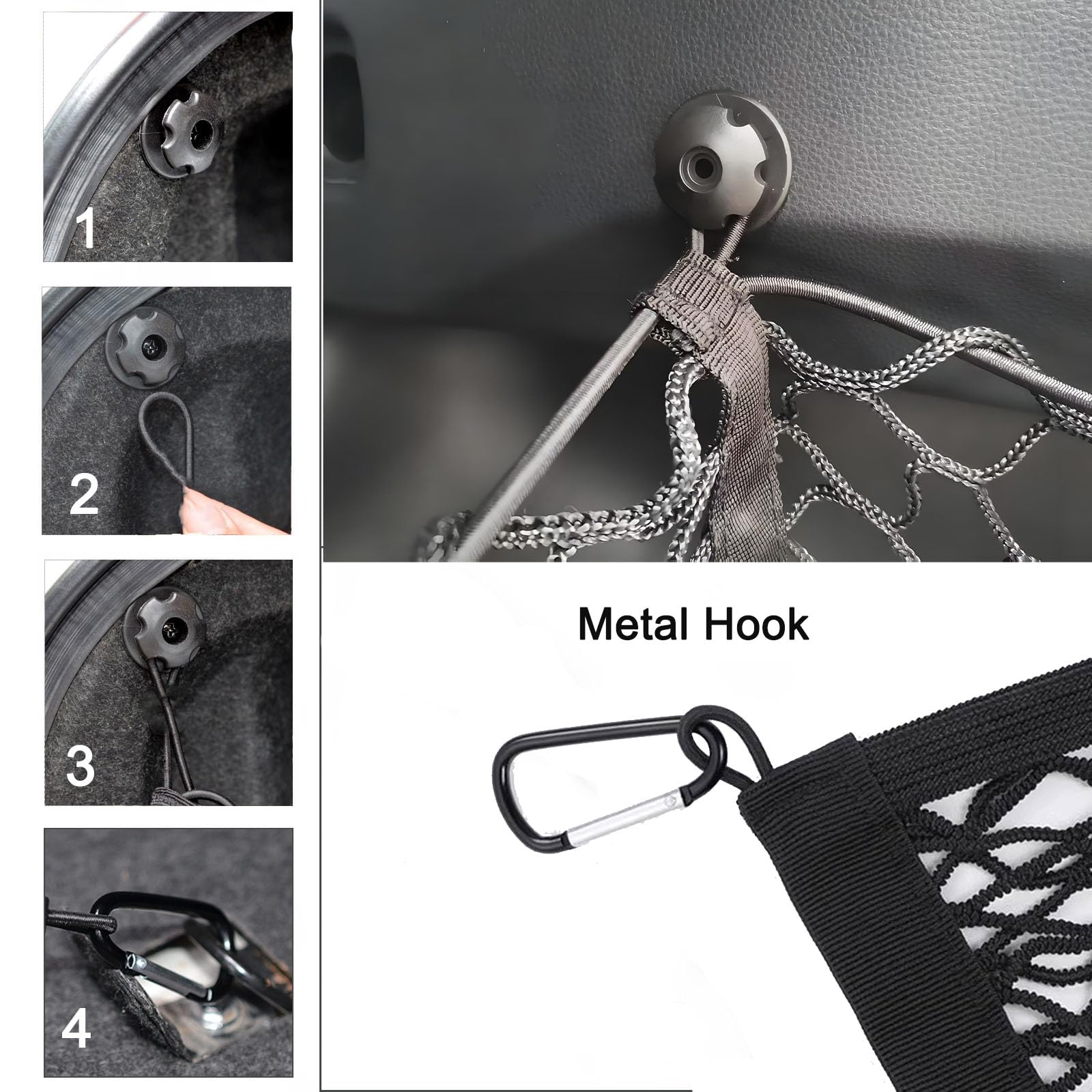 BAILALIBO Cargo Net Stretchable, Adjustable Elastic Trunk Mesh Nets with Metal Hook Universal for SUV, Trucks,Pickup, Car Exteri