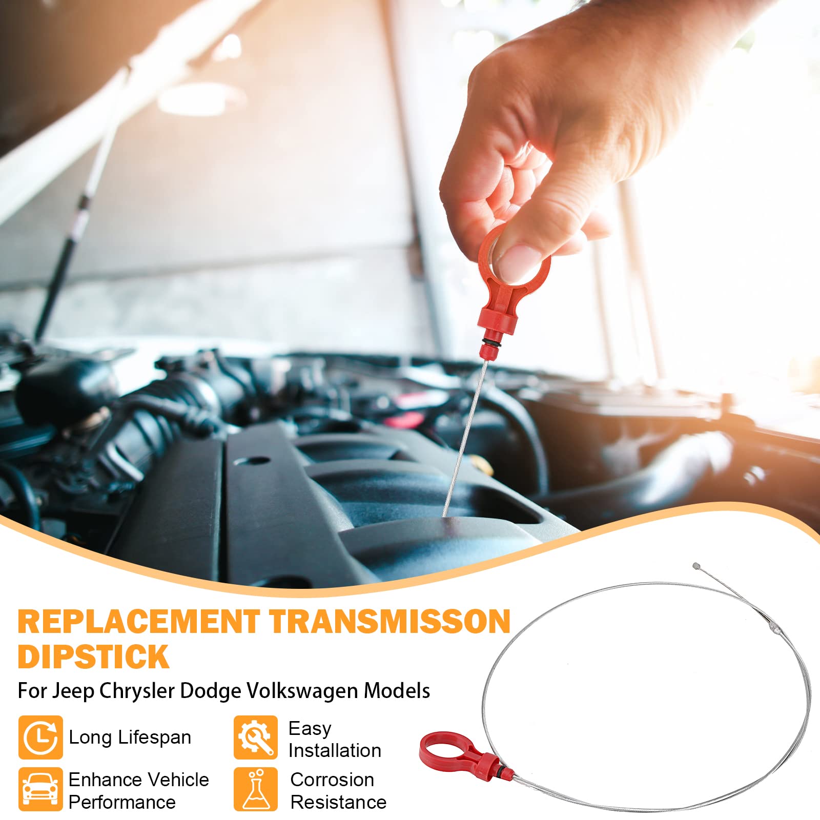 Yinlowa Transmission Dipstick for Jeep Liberty, Dodge Nitro, Chrysler 300 - Fits 2.7L to 6.4L CVT Automatic, Model 9336, 886