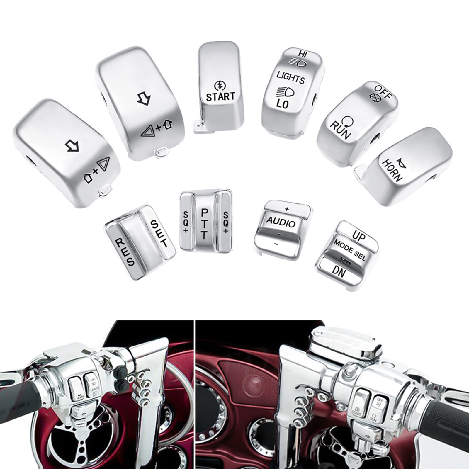 Chrome Hand Control Switch Housing Caps Compatible For Harley Davidson Electra Street Glide 1996-2013