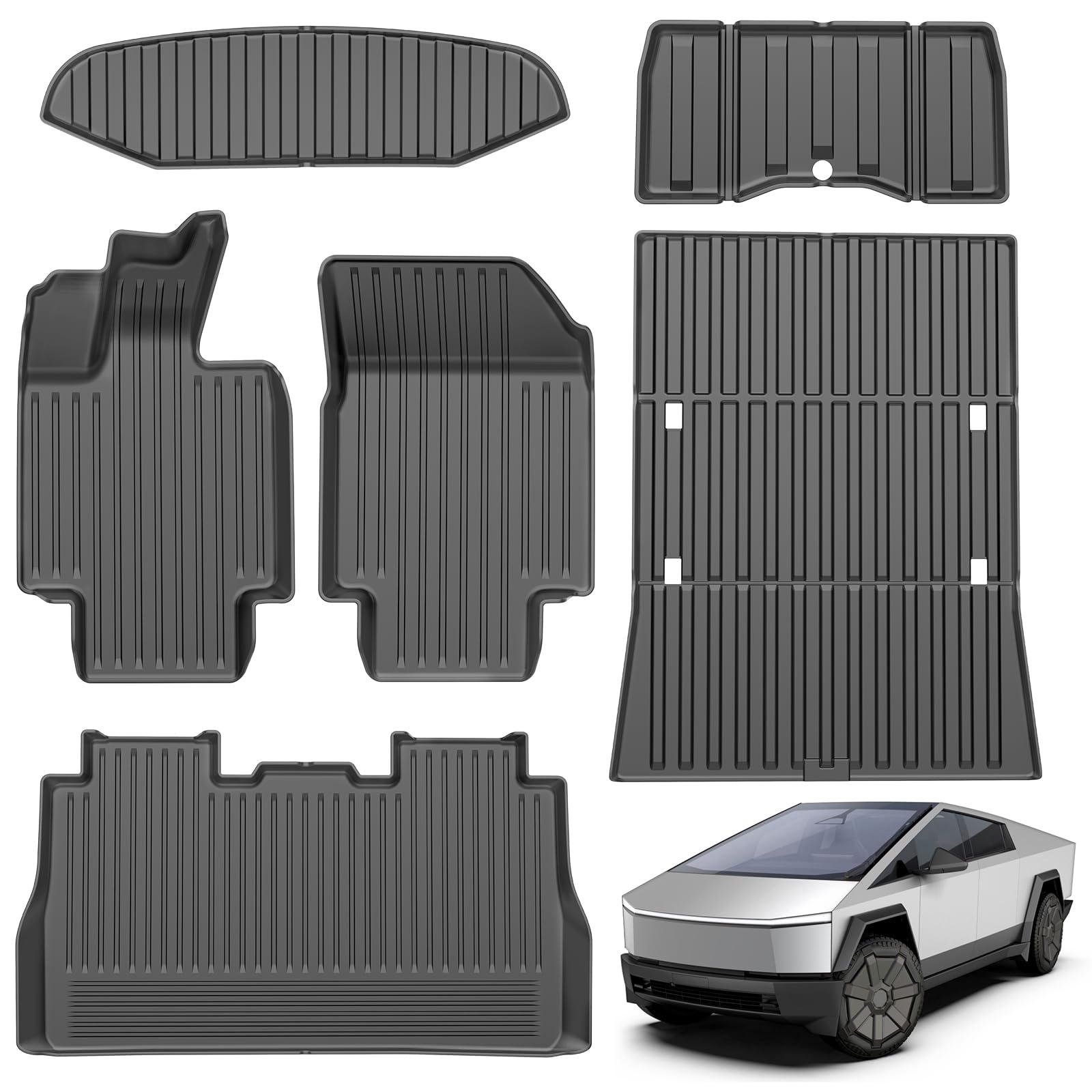 Floor Mats For Tesla Cybertruck- 2023 2024 Custom Fit All Weather Tpe Cargo Liner Cargo Trunk Accessories(Tesla Cybertruck Full