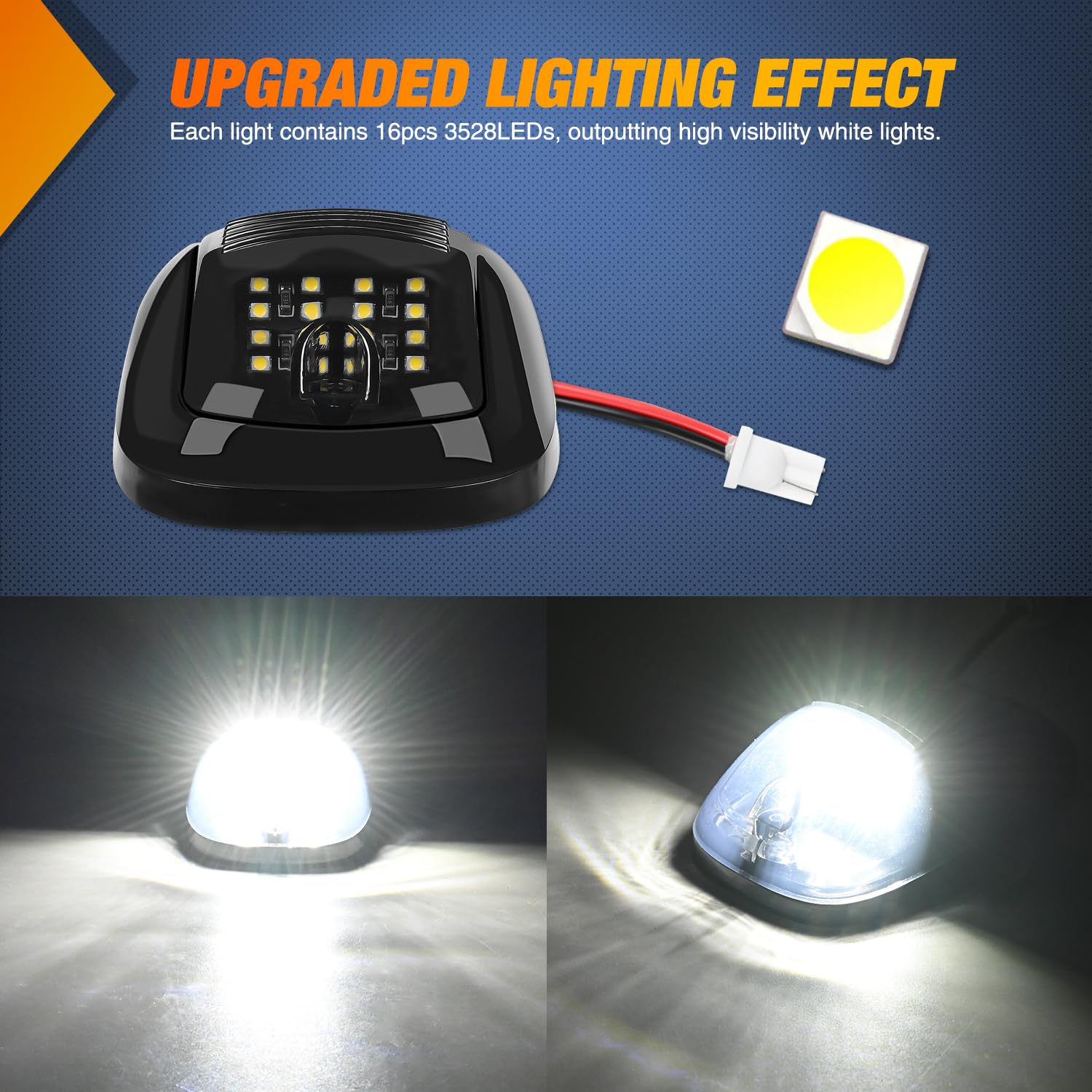 Nilight Cab Roof Marker Light 5 Pcs 16 Led Smoked Lens White Top Clearance Lights Kit Waterproof Surface Mount For Ford Dodge Ra