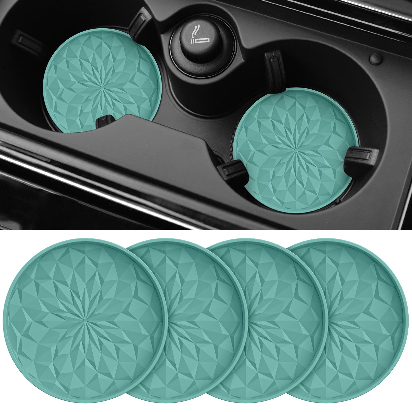 Me.Fan Car Cup Coaster [4 Pack] Silicone Car Coasters/Cup Mats - 2.75In Universal Non-Slip Recessed Car Interior Accessories - C