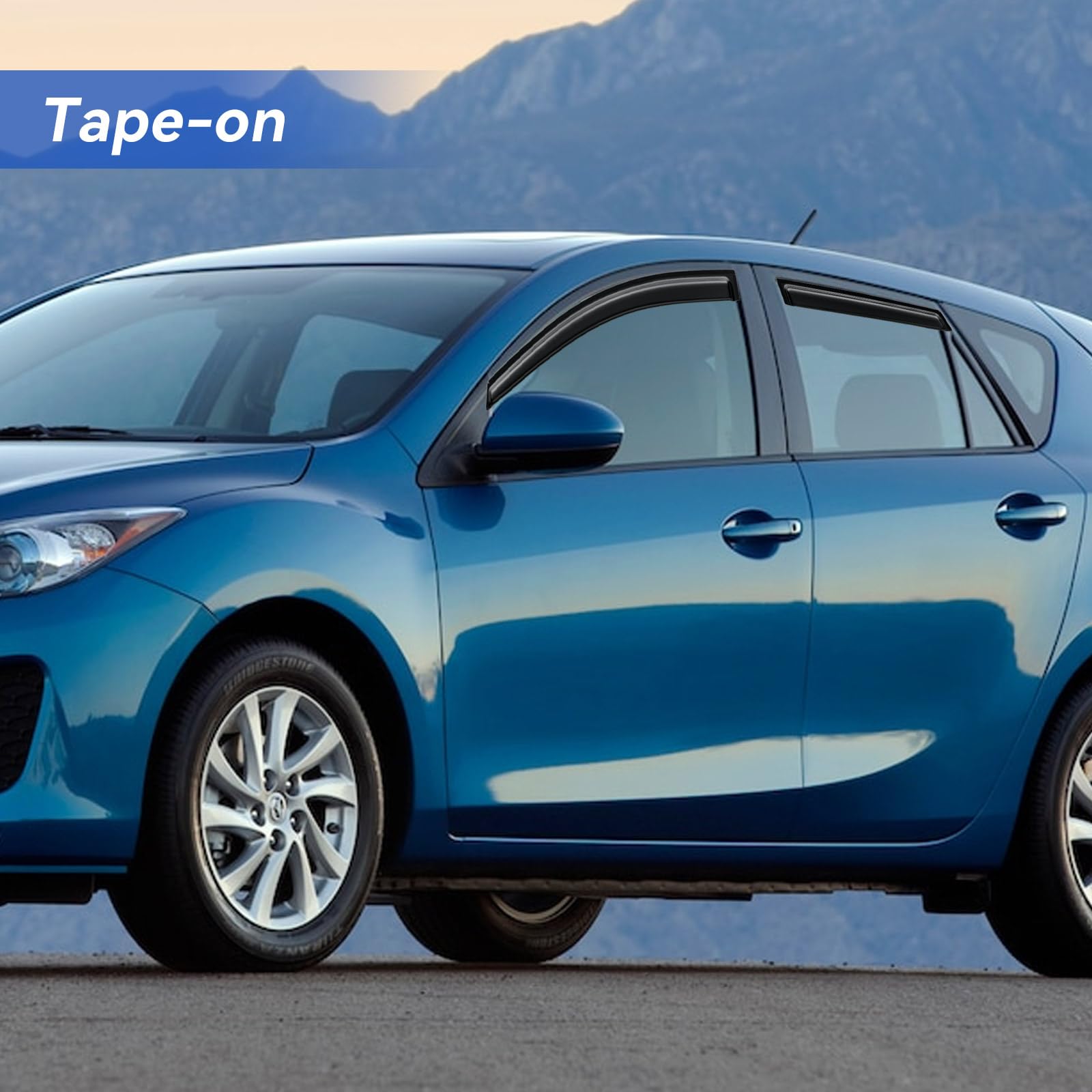 Window Visors Rain Guards Shield for 2010 2011 2012 2013 Mazda 3 Hatchback, Out-Channel Window Vent Wind Deflectors Visors Shade