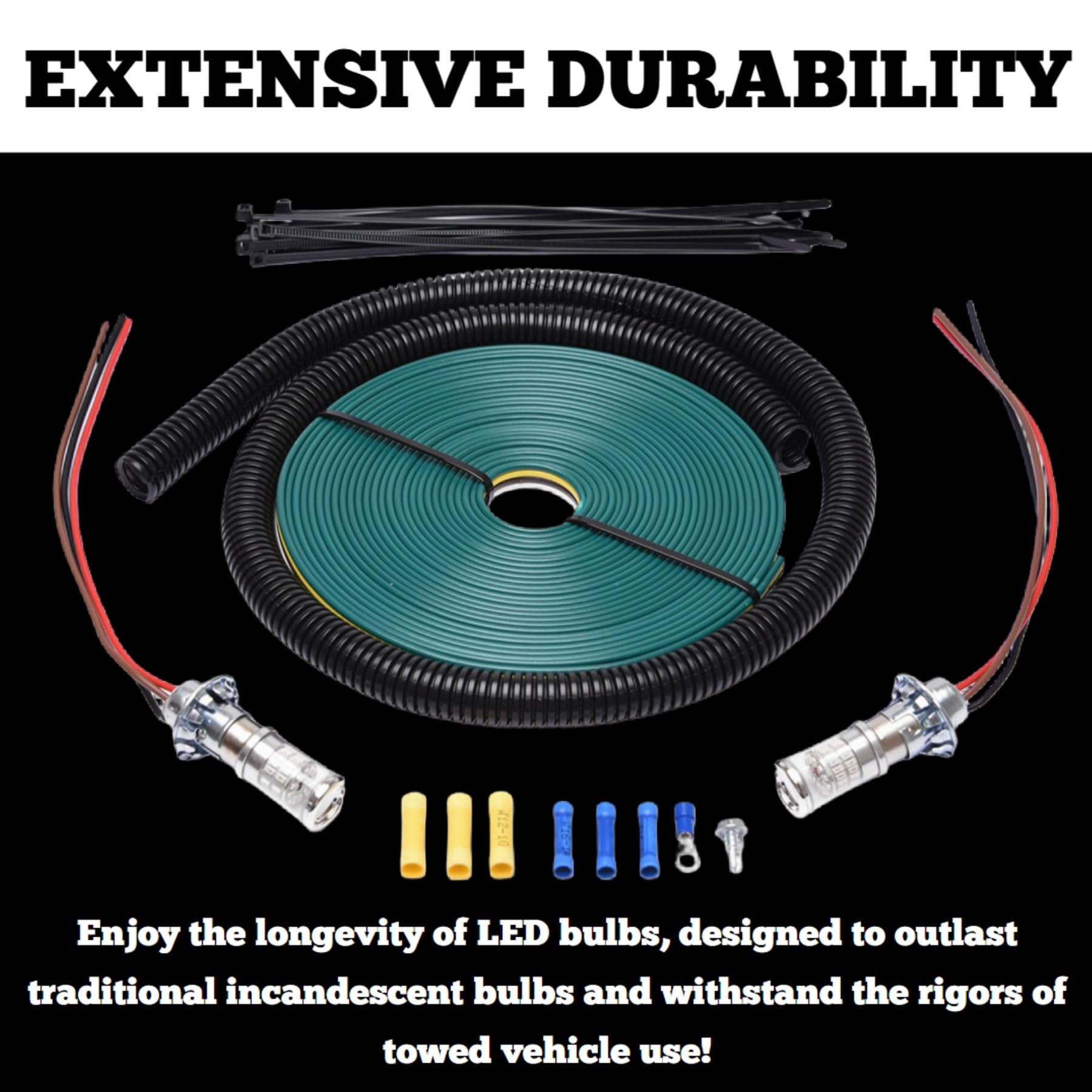 Roadmaster 152-LED Universal Taillight Wiring Kit with LED Bulbs | Enhanced Safety | Diodes Prevent Feedback between Vehicles |
