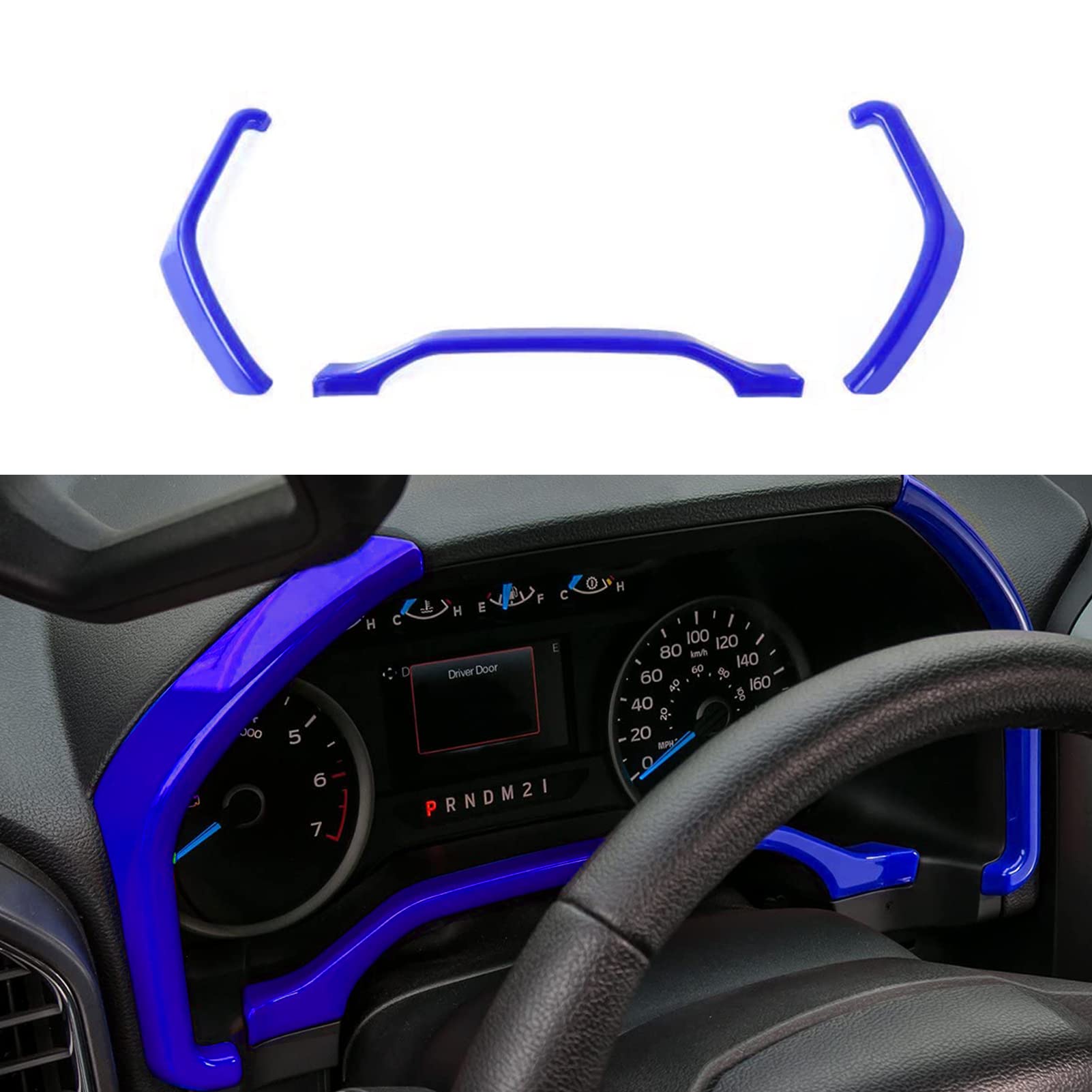Keptrim For F150 Blue Dashboard Center Console Dash Board Trim For 2015-2020 Ford F150, 2017-2020 F250 F350, 3Pcs
