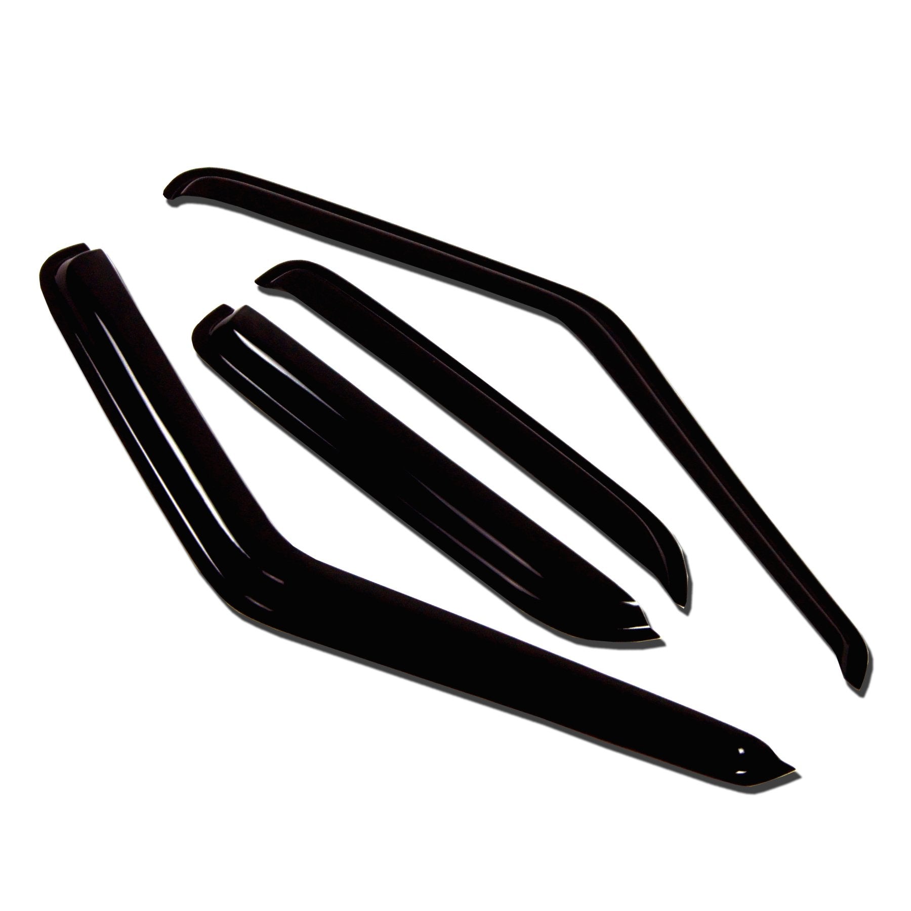 TuningPros WV-416 Window Visor Deflector Rain Guard Dark Smoke 4-pc Set