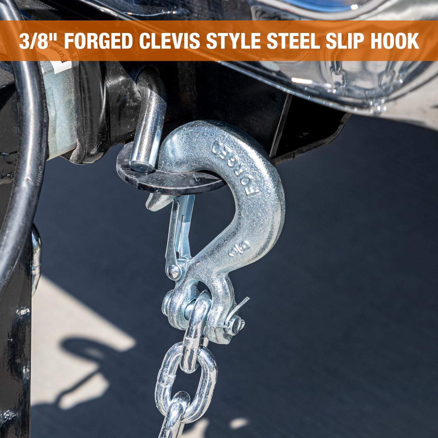 Buyers Products 11275 Class 4 Trailer Safety Chain With Clevis Style Slip Hook, Zinc Plated, 35'' Chain, 3/8'' Chain Diameter, 4