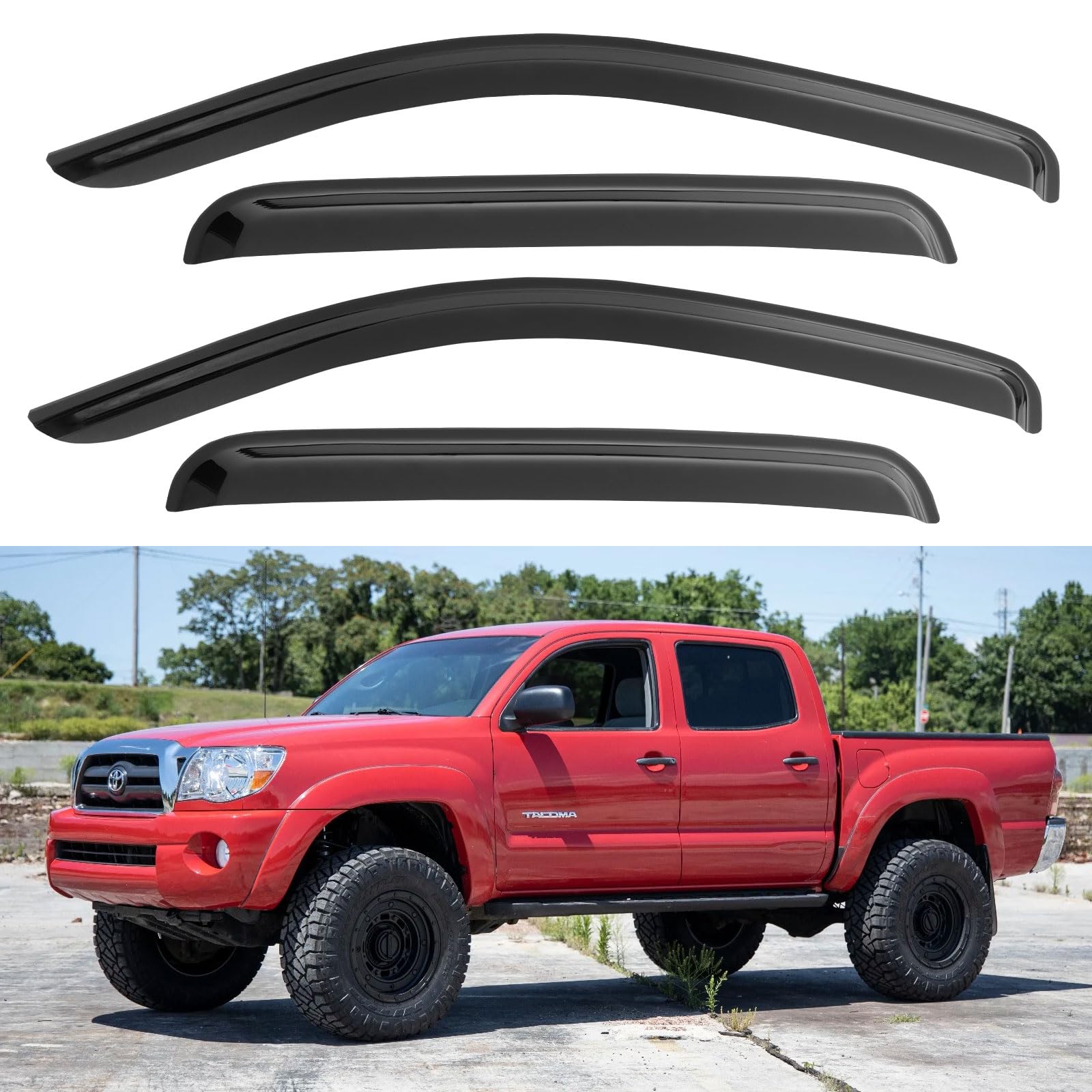 Window Visors Rain Guards For Toyota Tacoma 2005-2023 Double Cab/Full-Size Cab, Out-Channel Window Vent Wind Deflectors Visors S
