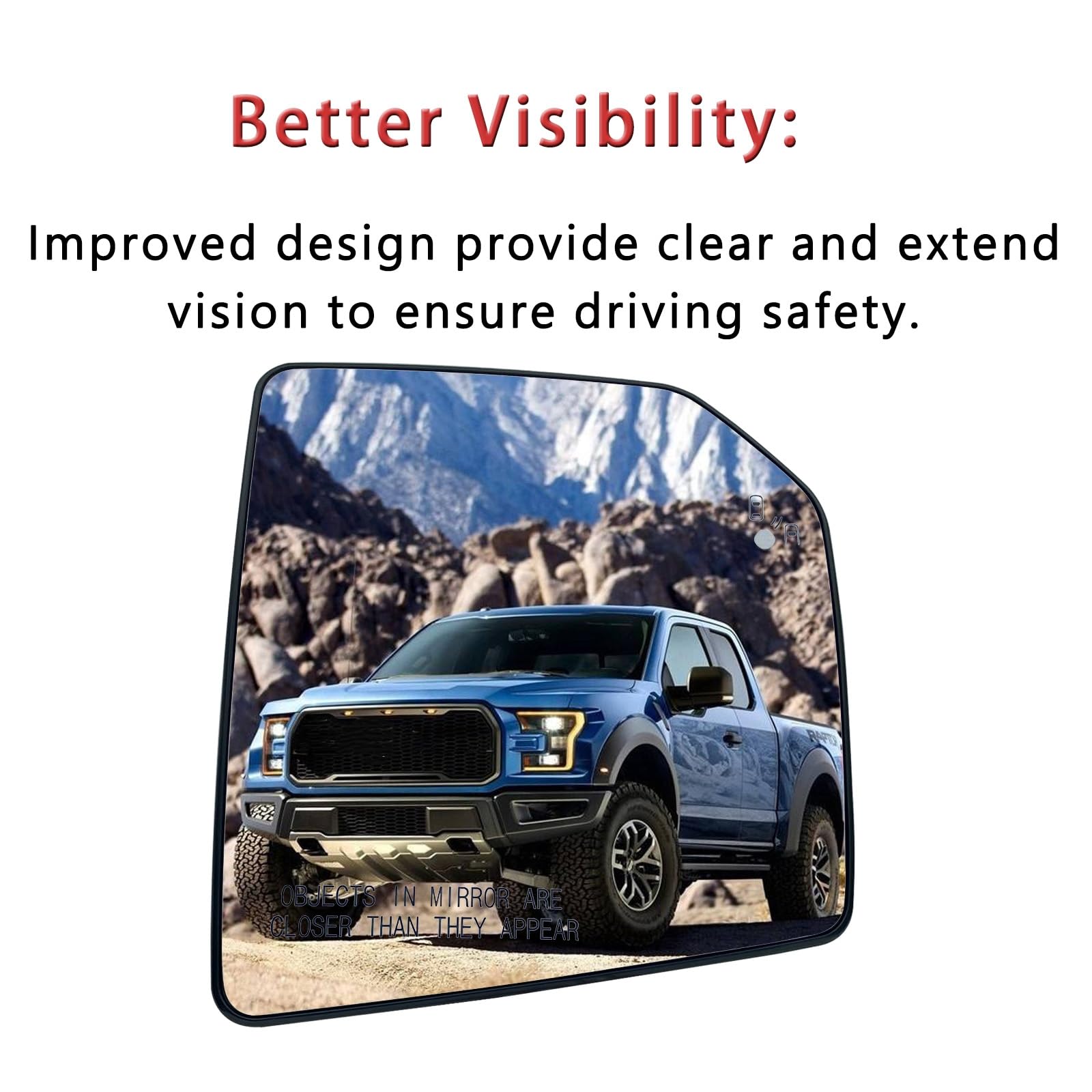 Passenger Side Heated Mirror Glass Replacement For Ford F150 2015 2016 2017 2018 2019 2020 - for Ford F150 Power Side Mirror wit