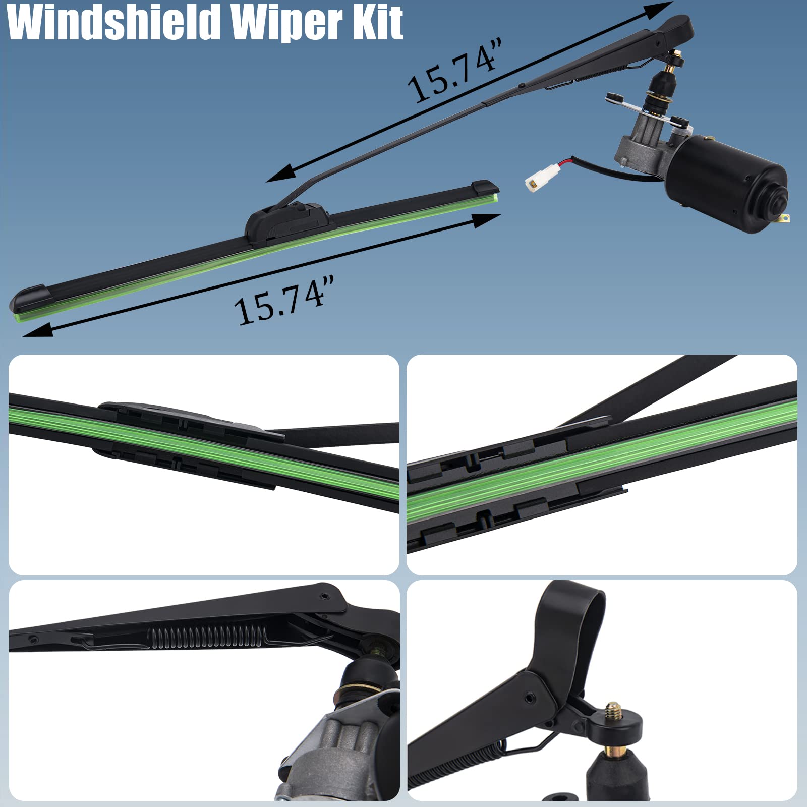 Electric Utv Windshield Wiper Kit, Universal Windshield Wiper Motor Kit, 12V Electric Windshield Wiper Kit For Utv Golf Cart Uni
