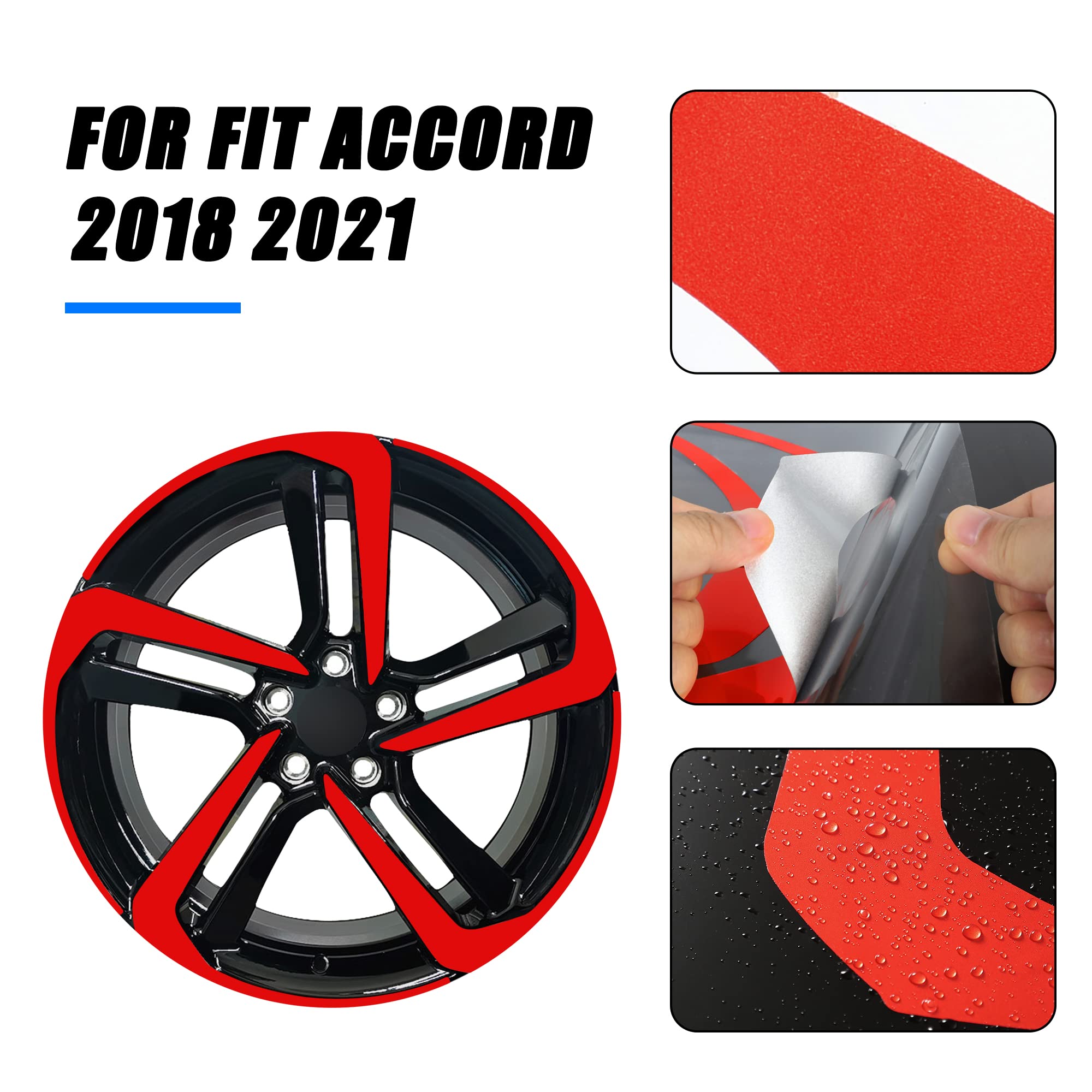 Tomall Reflective Wheel Rim Stripe Decal Compatible With Honda Accord Sedan 2018 2021 Vinyl Waterproof Stickers For Car Night Re