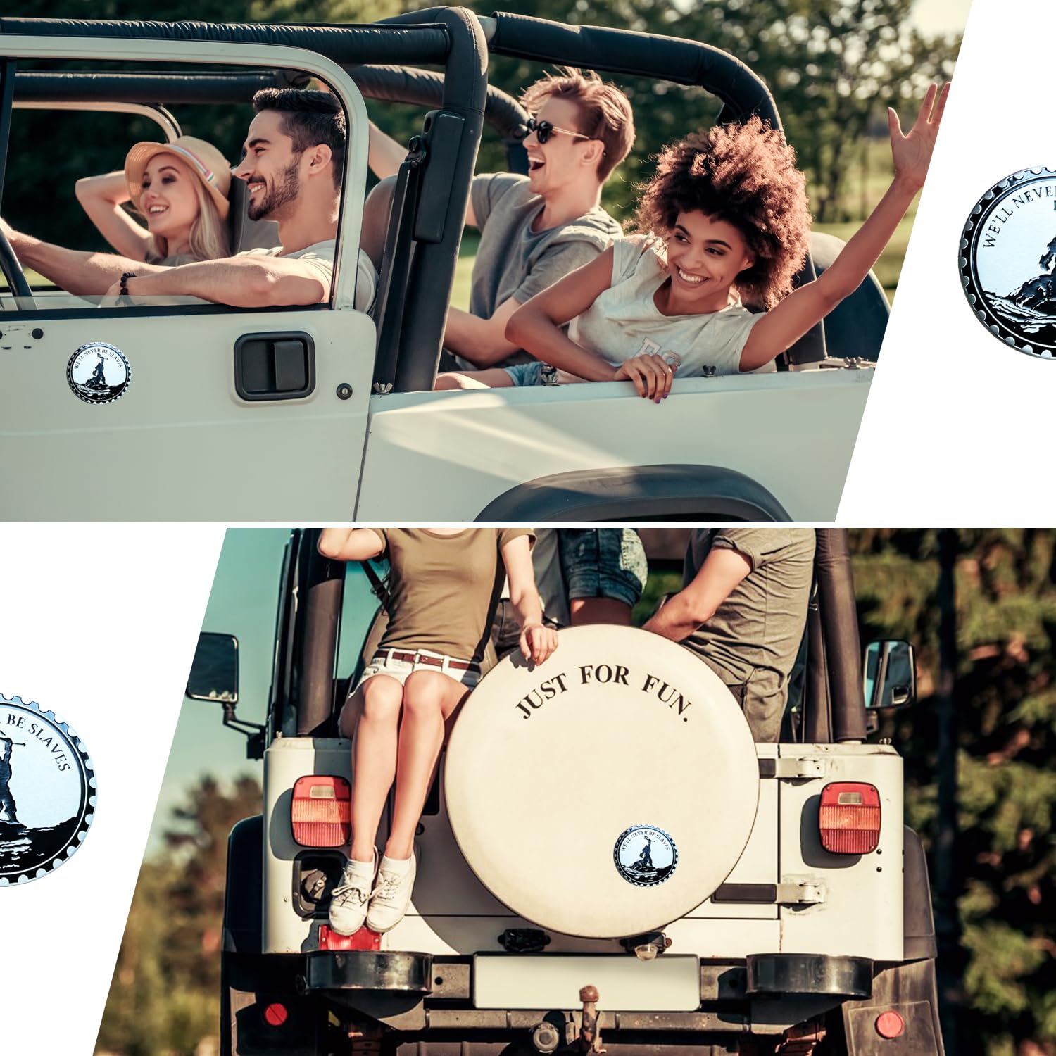 2 Pcs Car Emblem, 4 X 4 Metal Automotive Badge, 3D Round Metal Car Badges Emblems, Car Badge Decals Stickers Compatible With Jee