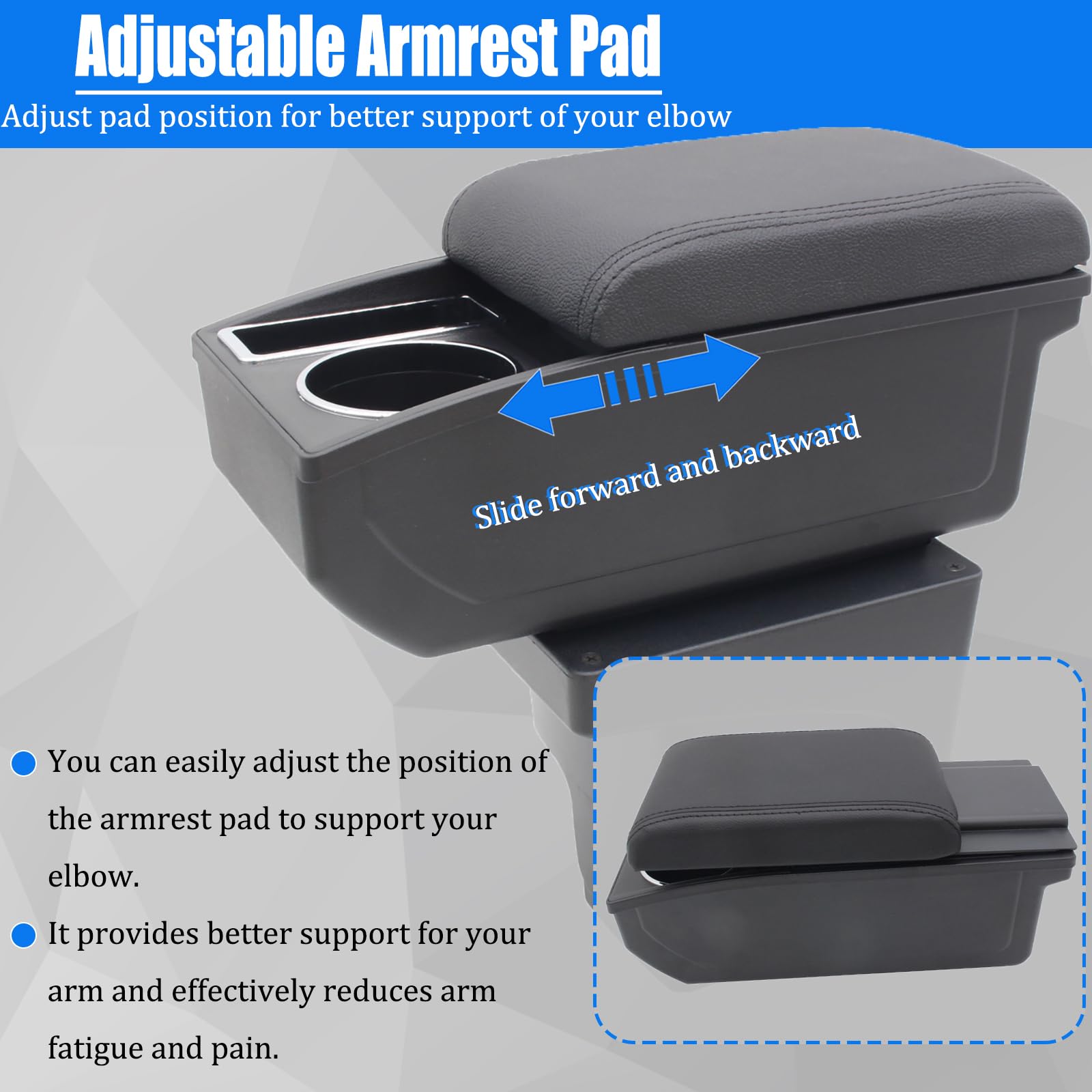 Car Armrest Box for Ford Focus 2012-2018 Auto Accessories Center Console Leather Arm Rest Double-Layer Storage Space with Cup Ho