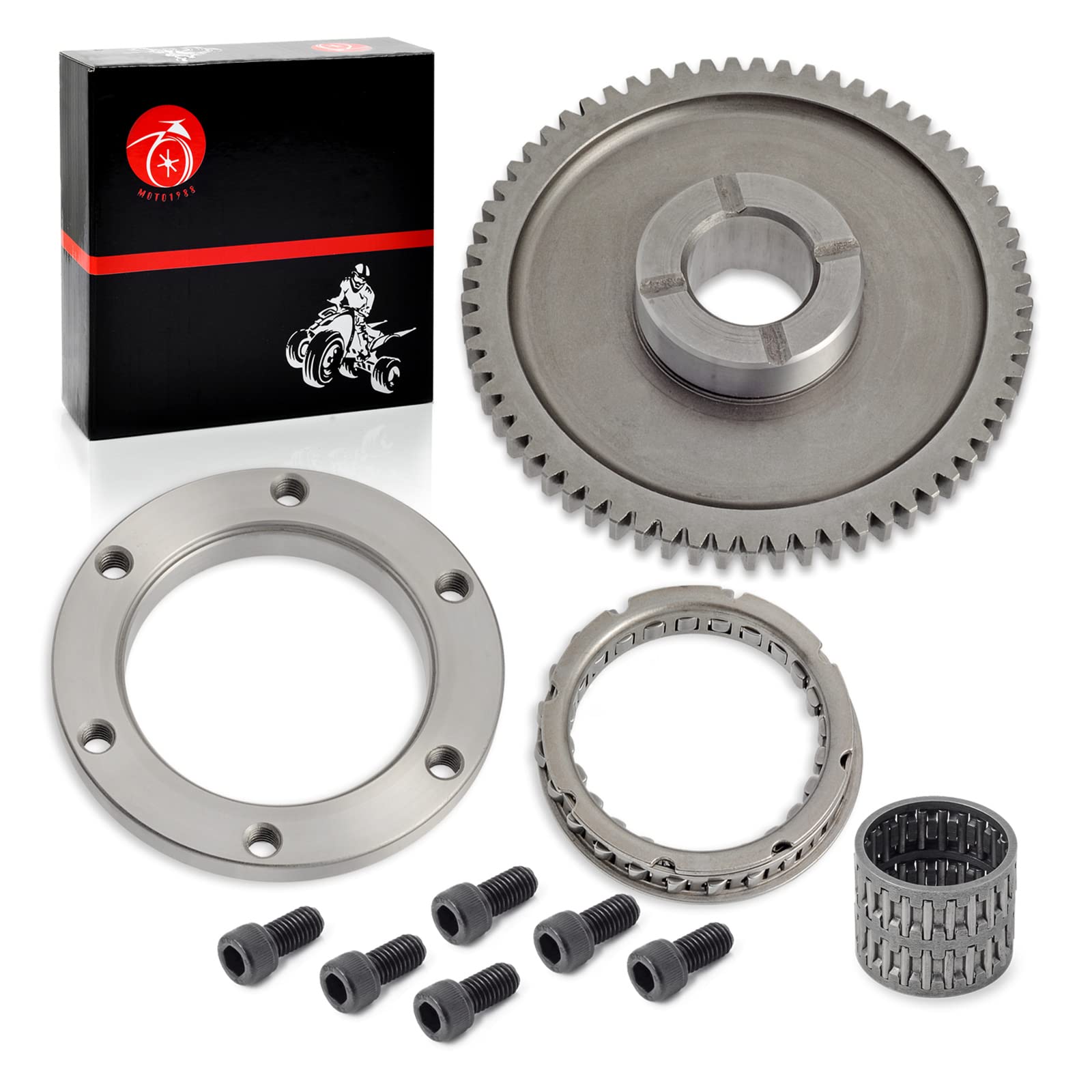 MOTO1988 Starter Clutch One Way Bearing Gear Idler Kit for YAMAHA Raptor 350, Warrior, Big Bear 350, Kodiak 400, Wolverine 350
