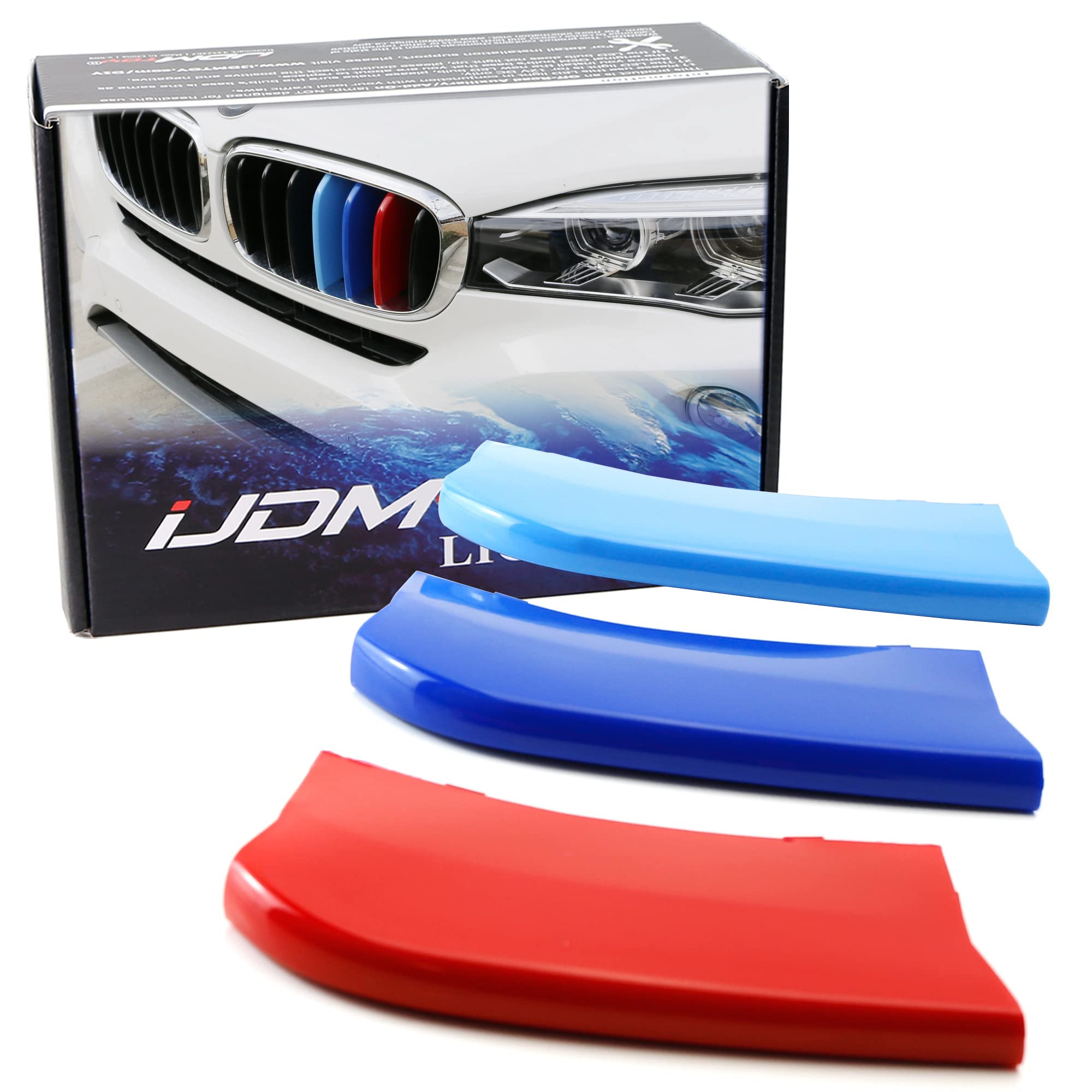 Ijdmtoy Exact Fit ///M-Colored Grille Insert Trims Compatible With 2014-2018 Bmw F15 X5 And 2015-2016 Bmw F16 X6 (Does Not Fit 2