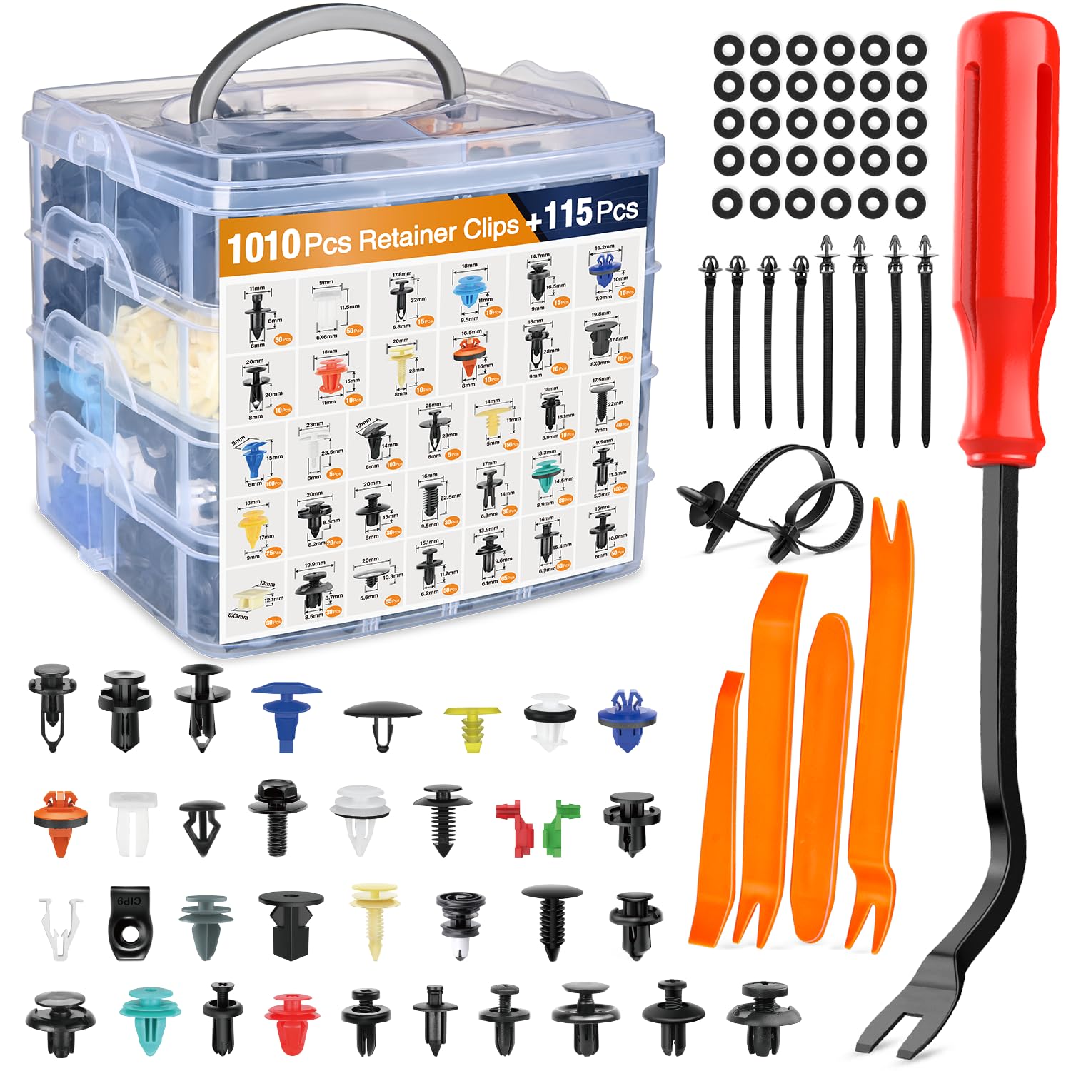 Gooacc 1125Pcs Bumper Clips Car Retainer Clips - 26 Most Popular Sizes Plastic Push Rivets Fender Clips Door Trim Panel Clip Set