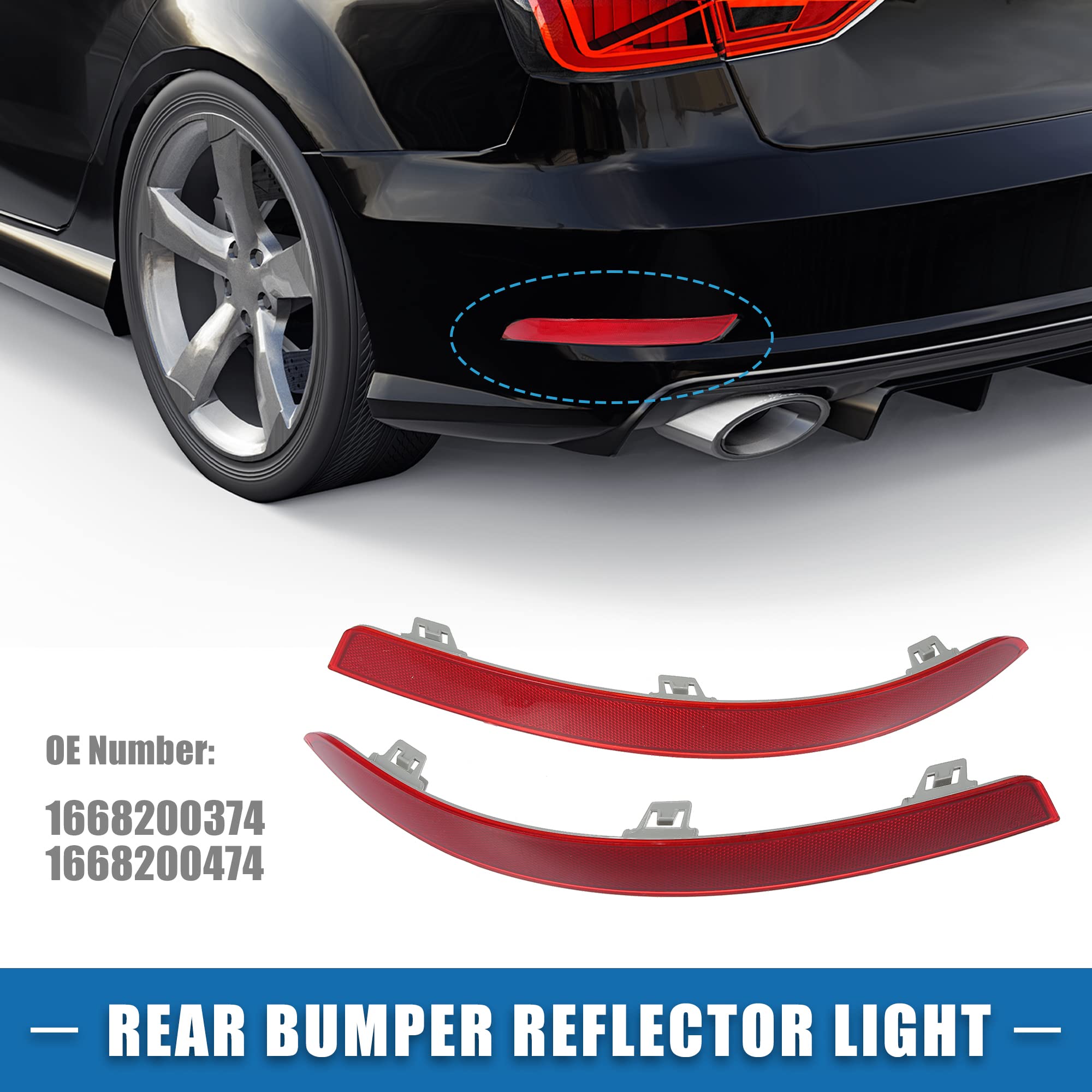 A Absopro Rear Bumper Reflector Light 1668200374 For Mercedes Benz Gls450 2017-2019 Abs Red Gray