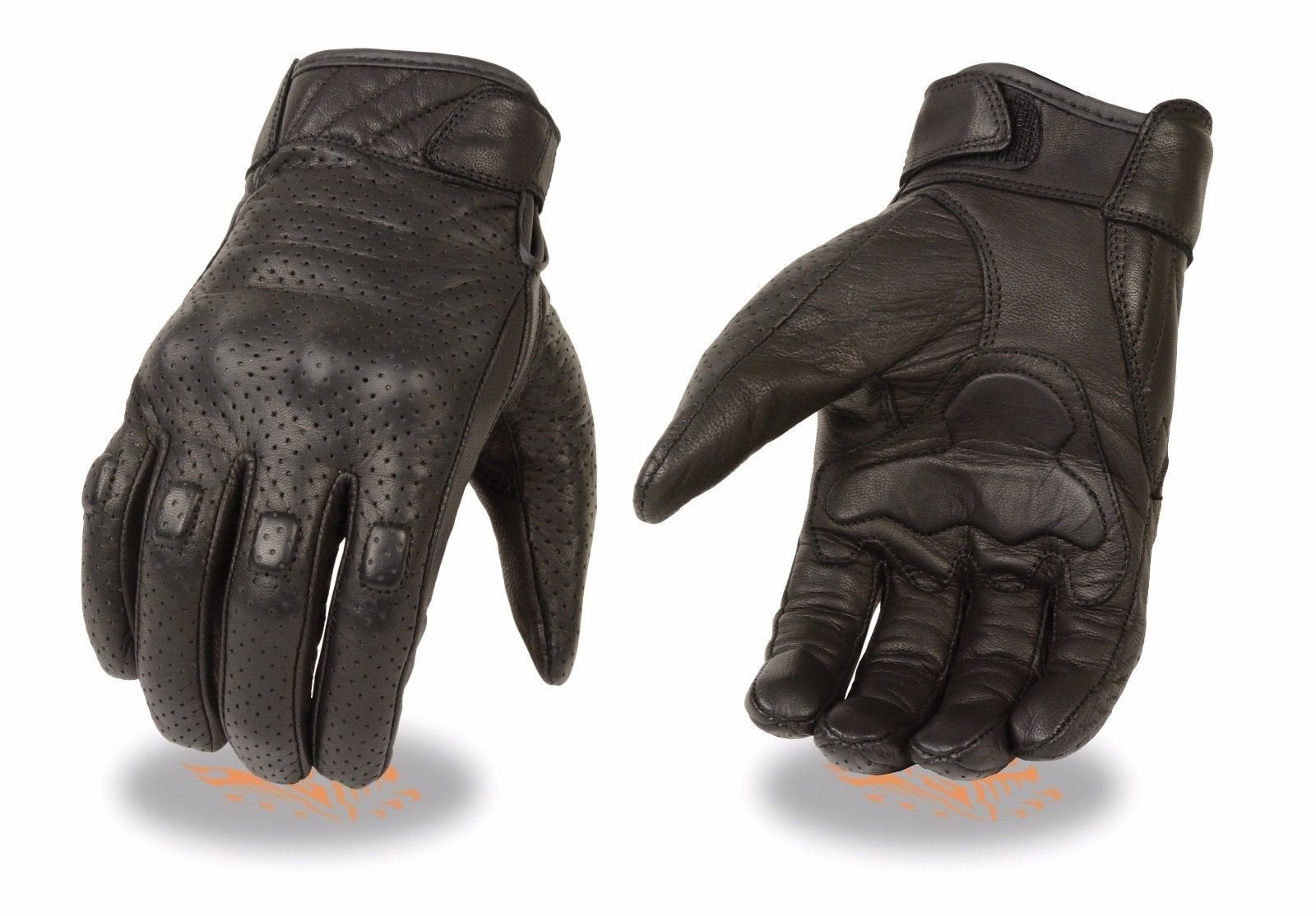 Milwaukee Men'S Motorcycle Riding Gloves Soft Leather Black W/Soft Gel Palm (L Regular)