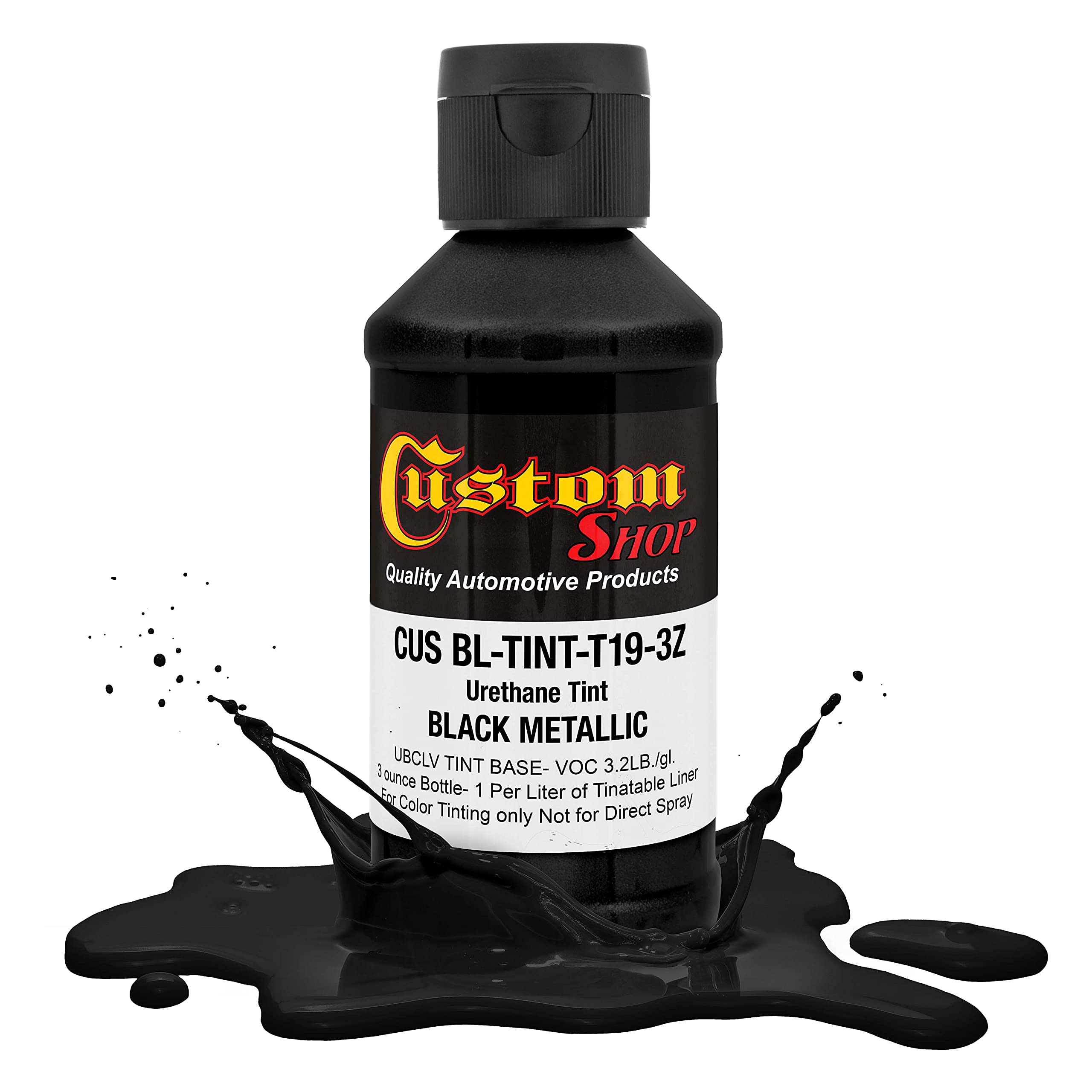 Custom Coat 3 Ounce (Black Metallic Color) Urethane Tint Concentrate for Tinting Truck Bed Liner Coatings - Proportioned for Use