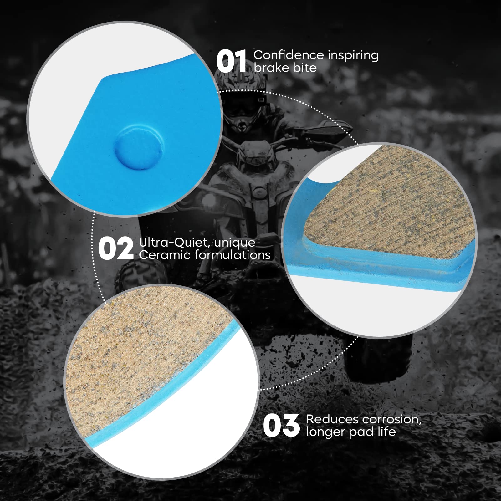 Ceramic Brake Pads Front & Rear Compatible With Polaris Rzr 800/570 2012 2013,Outlaw 450S/450 Mxr/Irs, Xplorer S 2008-2010 Repla