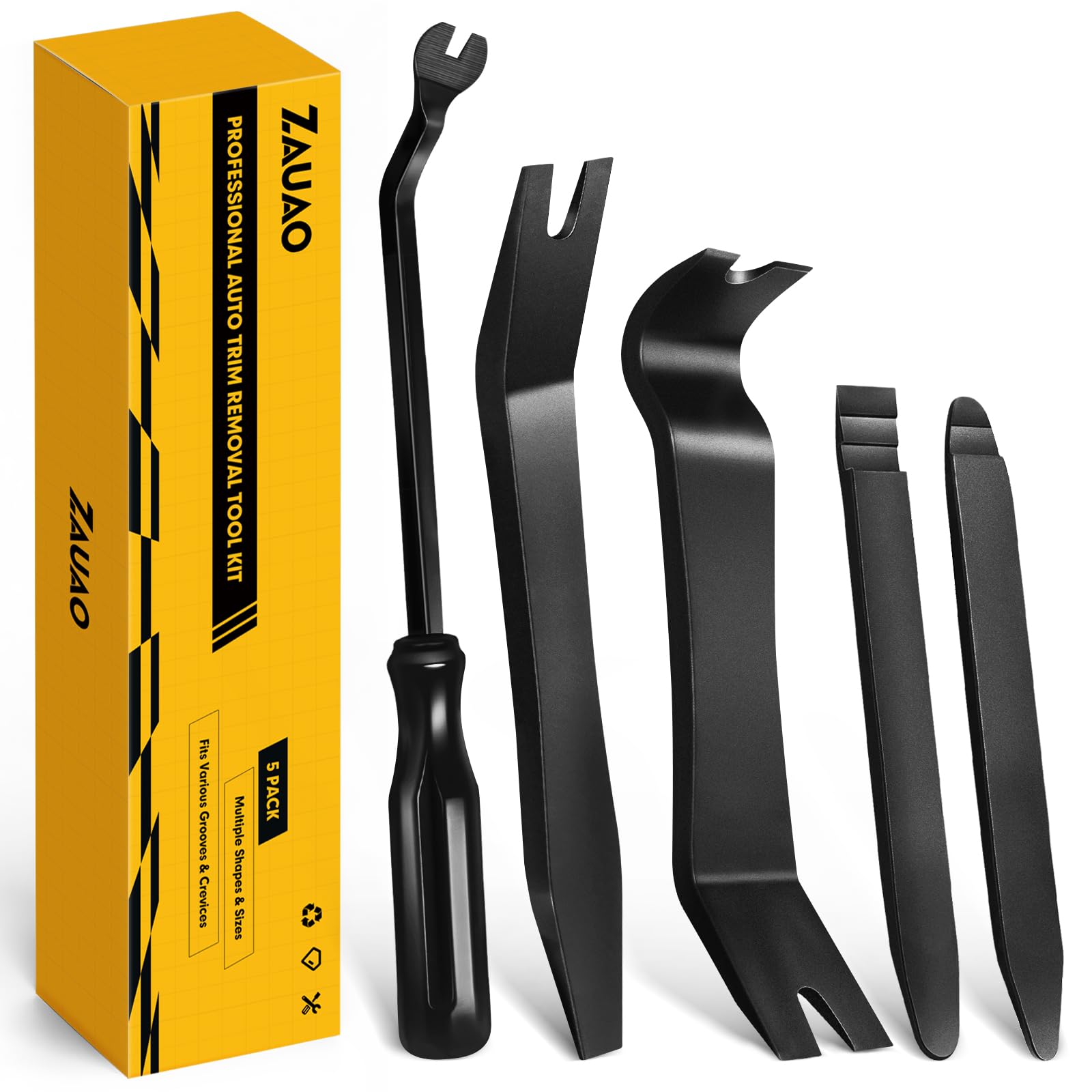 ZAUAO Auto Trim Removal Tool Kit, 5Piece No Scratch Plastic Pry Tool Set for Car Door Panel & Dashboard  Professional Trim Too