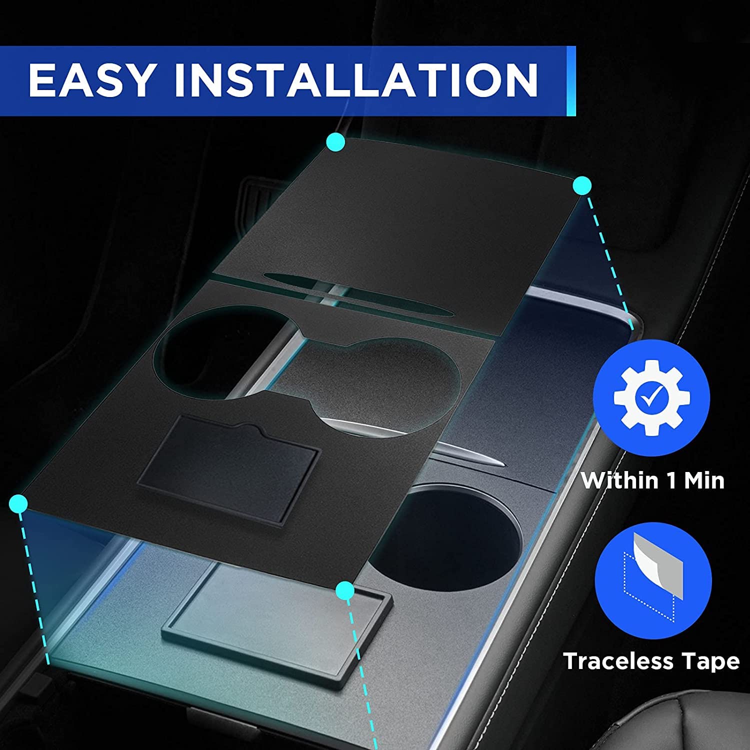 Nestour 2021 2022 2023 Tesla Model 3 Model Y Center Console Wrap Cover Kit, Ultra Slim, Non-Trace Center Console Protector Acces