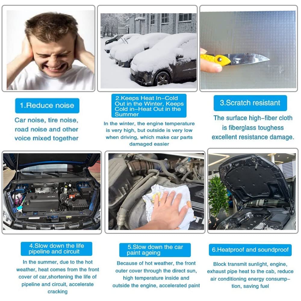 Car Heat Sound Deadening Insulation Mat -394mil 10.76sqft Automobile Sound Deadening & Heat Materials for Auto Hood Engine Roof