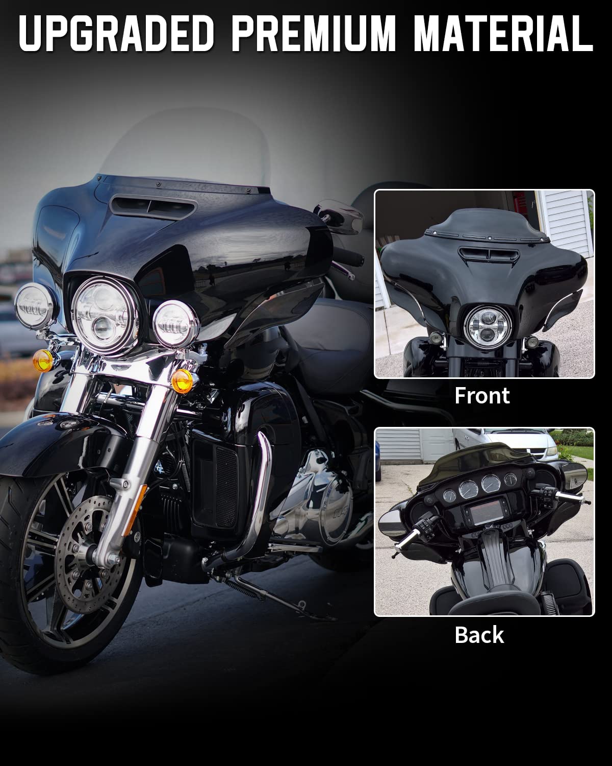 ANONEMOTO Black Adjustable Wind Deflectors Upper Fairing Air Deflectors Compatible for Harley Davidson 2014-2024 Street Glide El