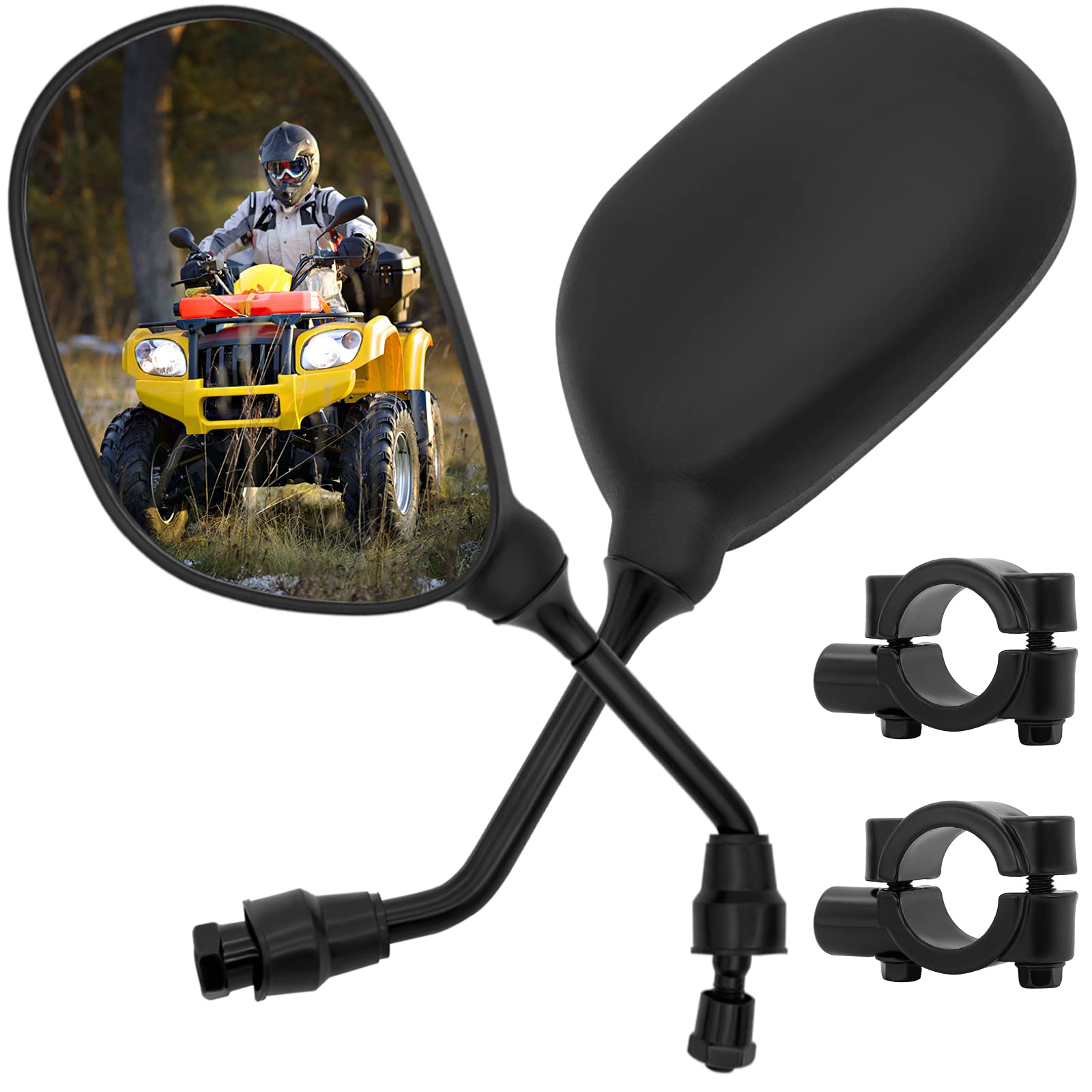 Atv Rear View Mirror, 360 Degrees Ball-Type Atv Side Rearview Mirror With 7/8" Handlebar Mount For Motocycle Scooter Moped Sportsman Dirt Bike Cruiser 4 Wheeler Mirrors 