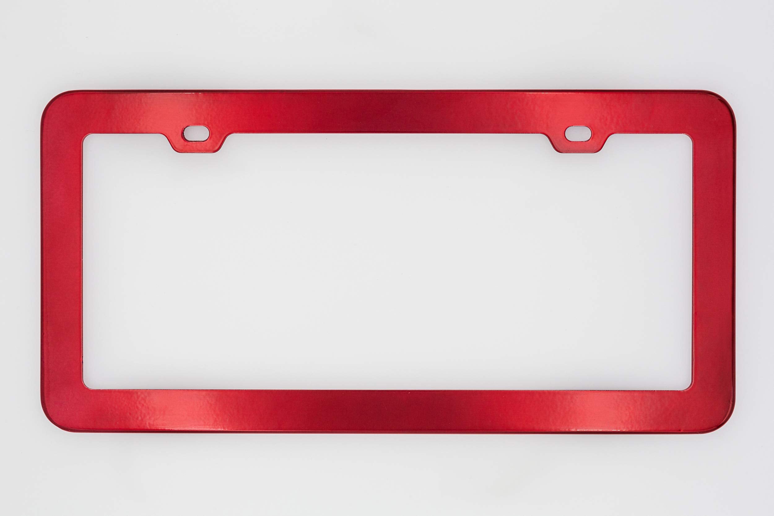 Creathome 2Pcs Stainless Steel License Plate Frames With Shining Red Color
