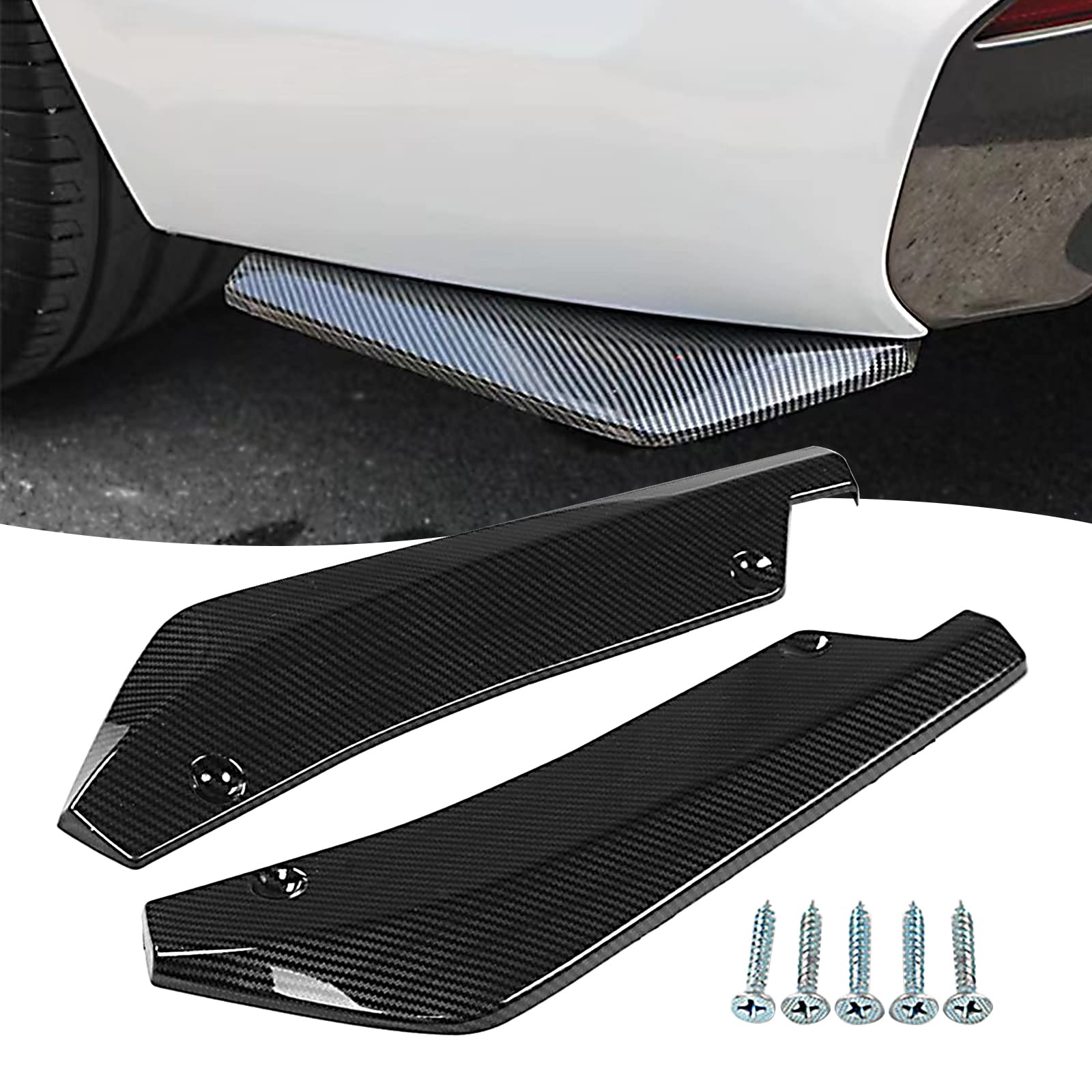 2 Pcs Car Rear Bumper Guard Diffuser Splitter Front Bumper Lip Body Kit Vehicle Blade Rear Shovel, Side Fender Skirt Lip Splitte