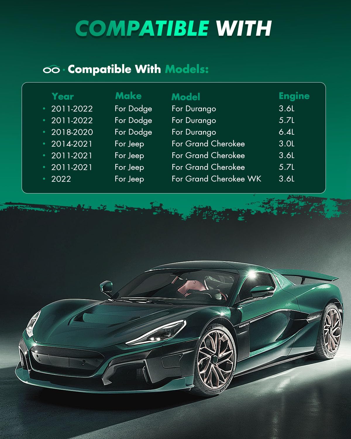 Scitoo Front Rear Disc Brake Pad Set 8Pcs W/Hardware Fit For Dodge For Durango 2011-2022,For Jeep For Grand Cherokee 2011-2021,F