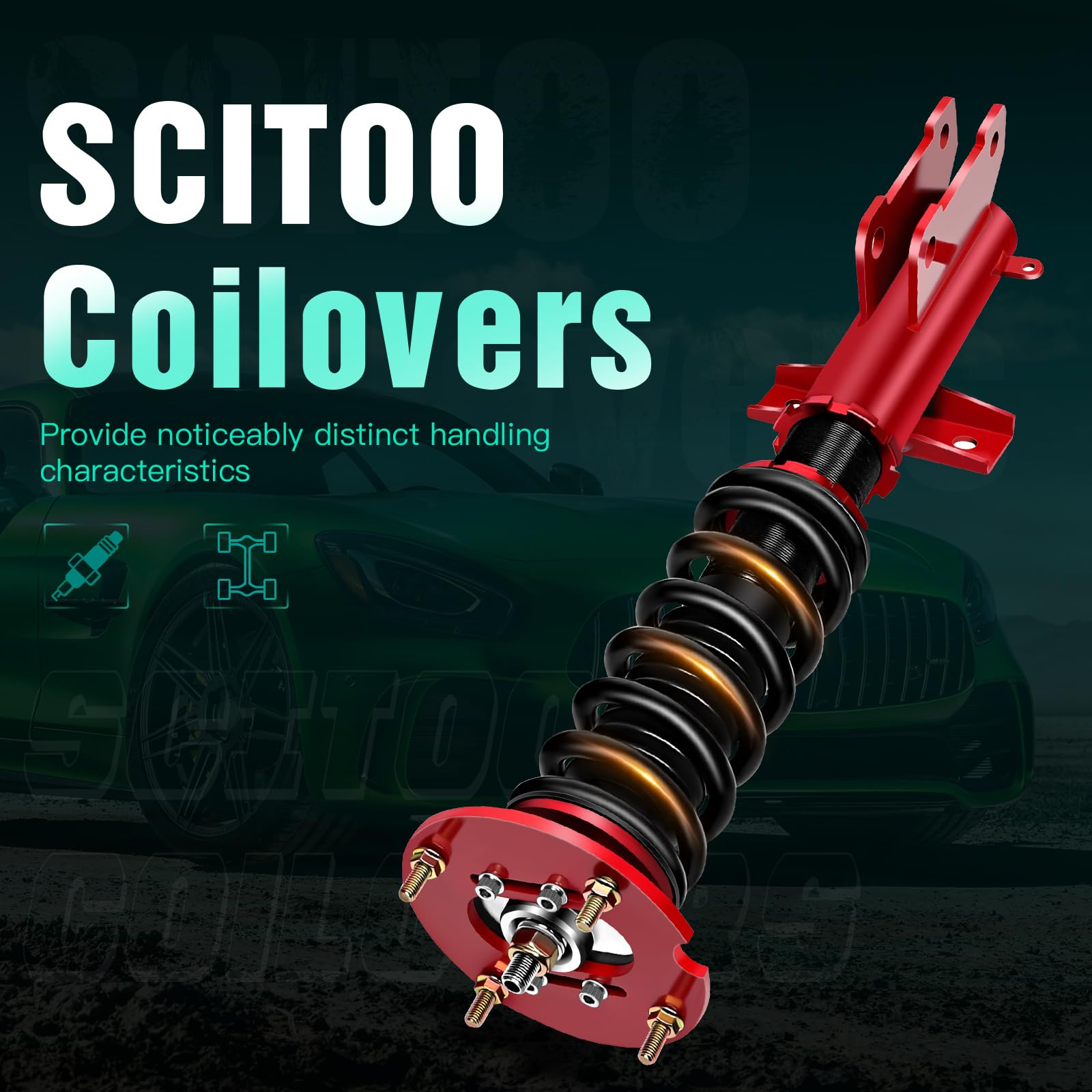 Scitoo Coilover Suspensions Shock Struts Kits Assembly Shocks Struts Fit For 2005-2014 For Ford For Mustang - Red