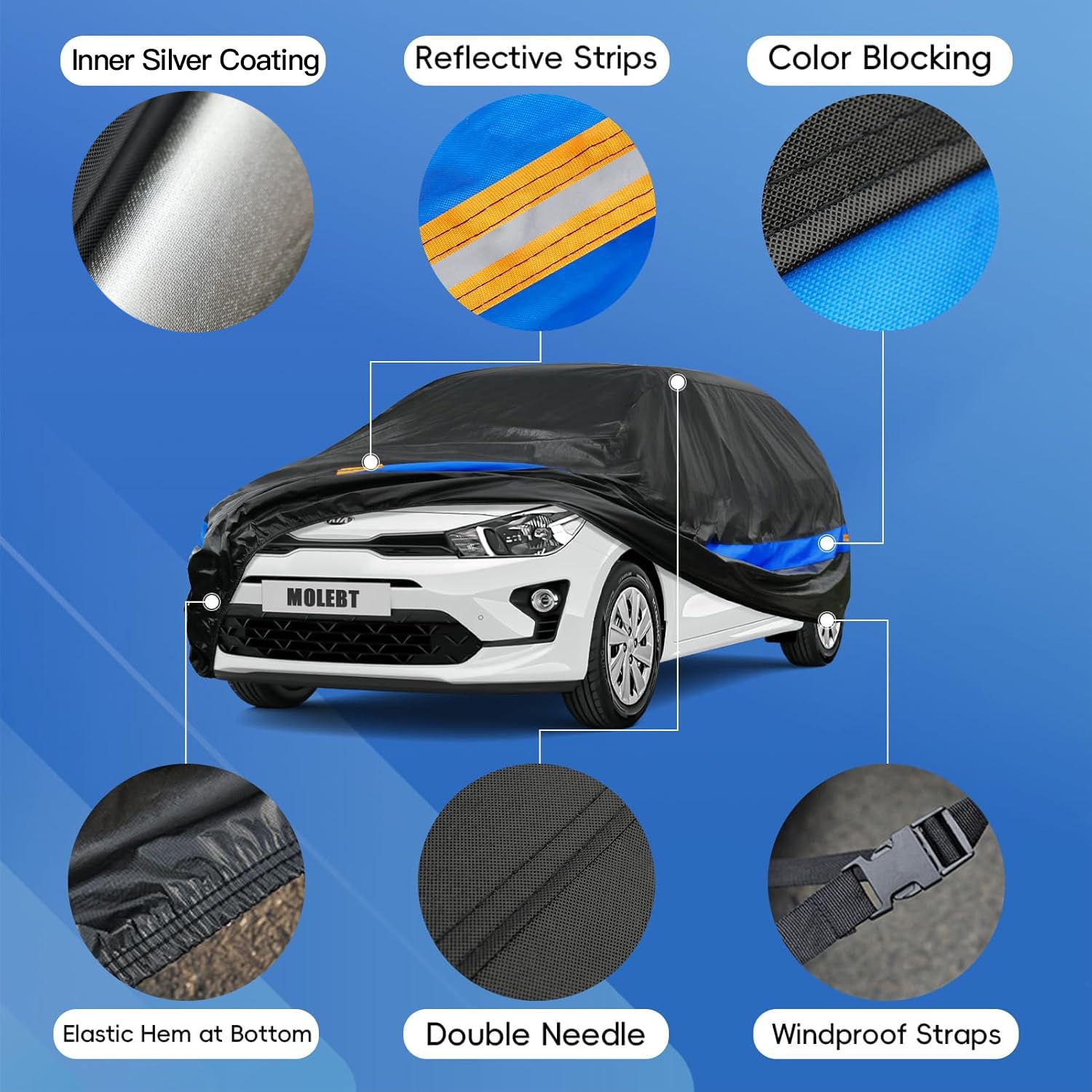 Molebt Hatchback Car Cover Waterproof All Weather, Universal Fit Ford Focus Honda Civic Hatchback, Toyota Corolla Hatchback, Sub