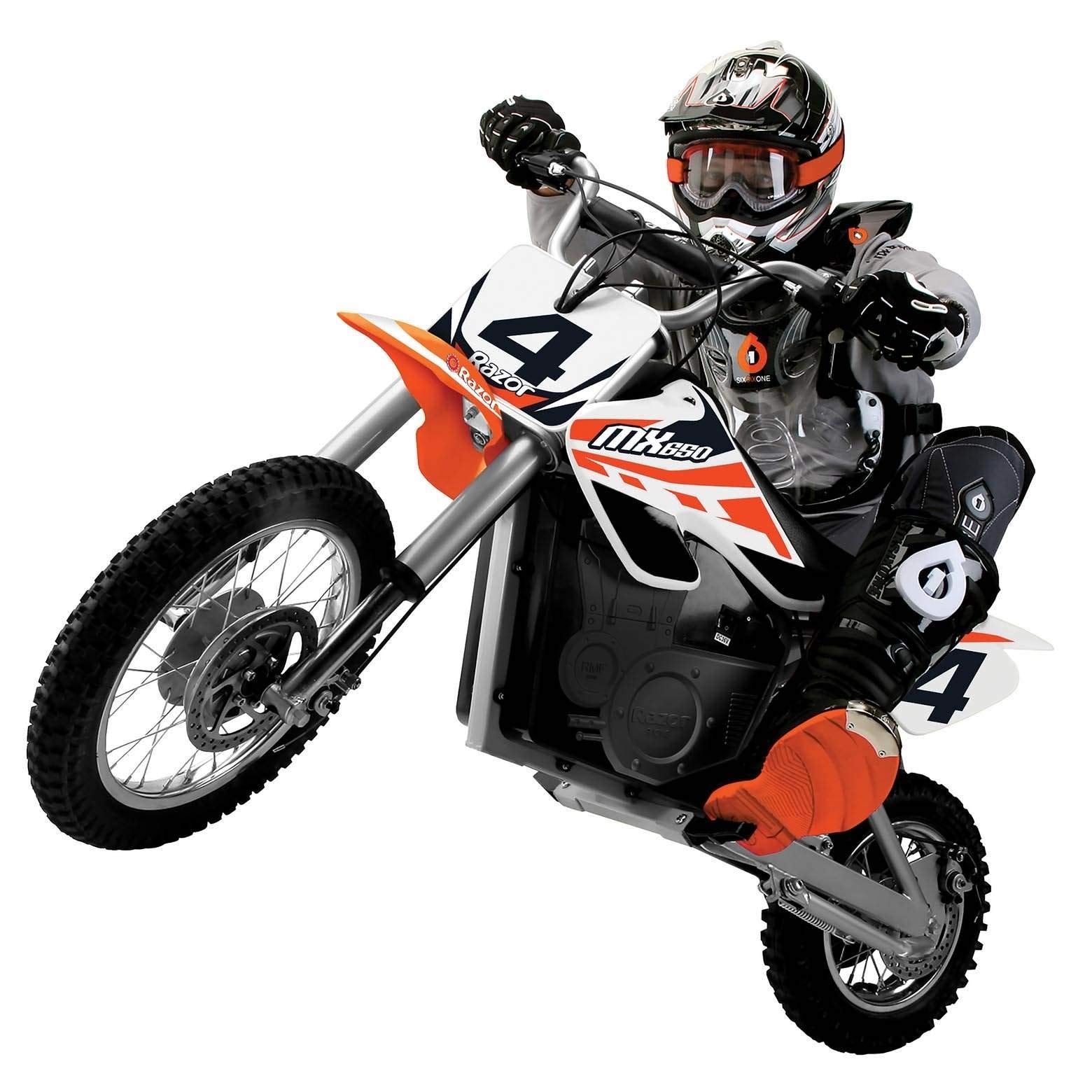Razor MX650 Dirt Rocket Ride On High-Torque Electric Motocross Motorcycle Dirt Bike, Speeds up to 17 MPH, 1 Orange & 1 Black