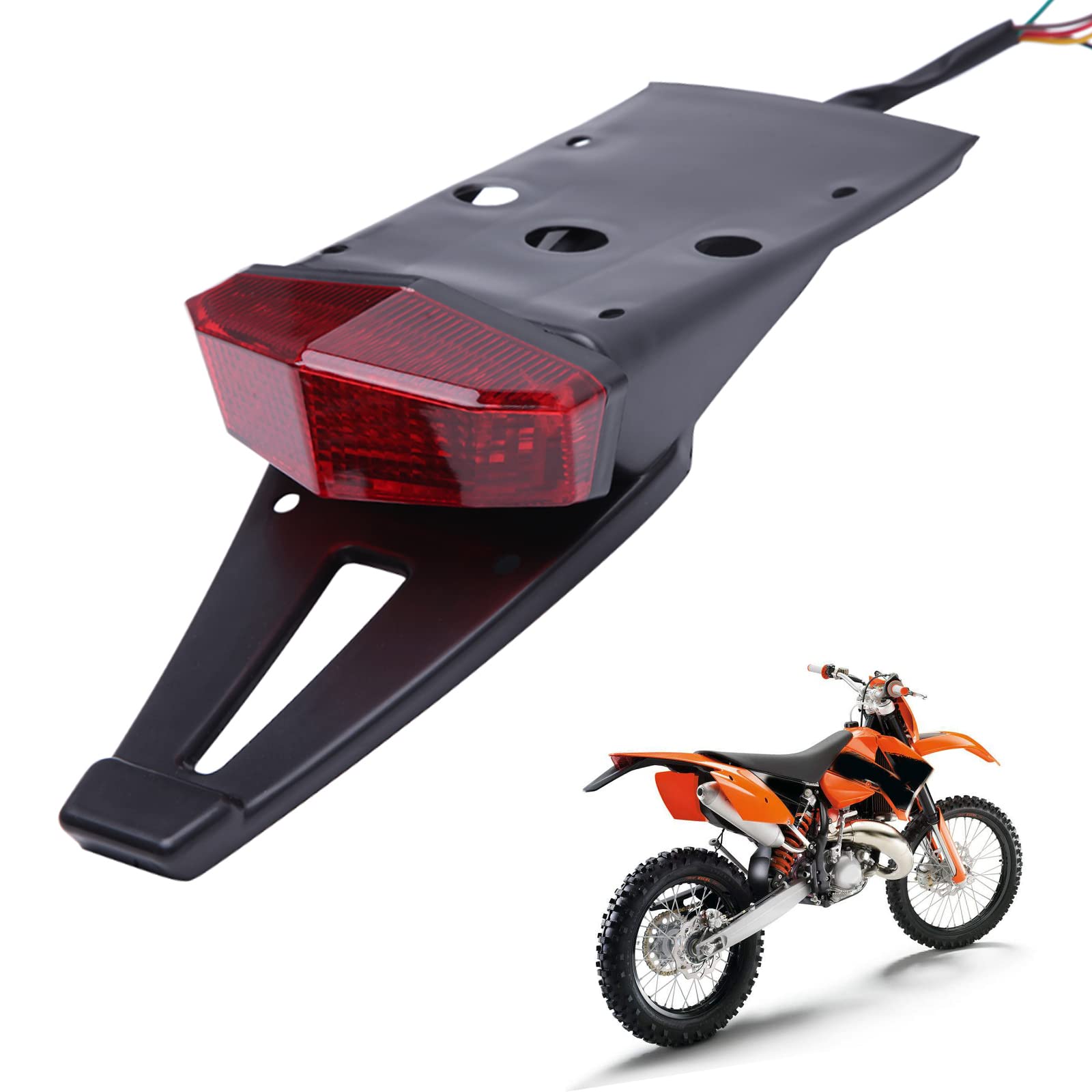 Rich Choices Rear Fender Mount Red Led Tail Light Brake Lamp Turn Signals License Plate Stop Light For Custom Off-Road Motorcycle Dirt Bike