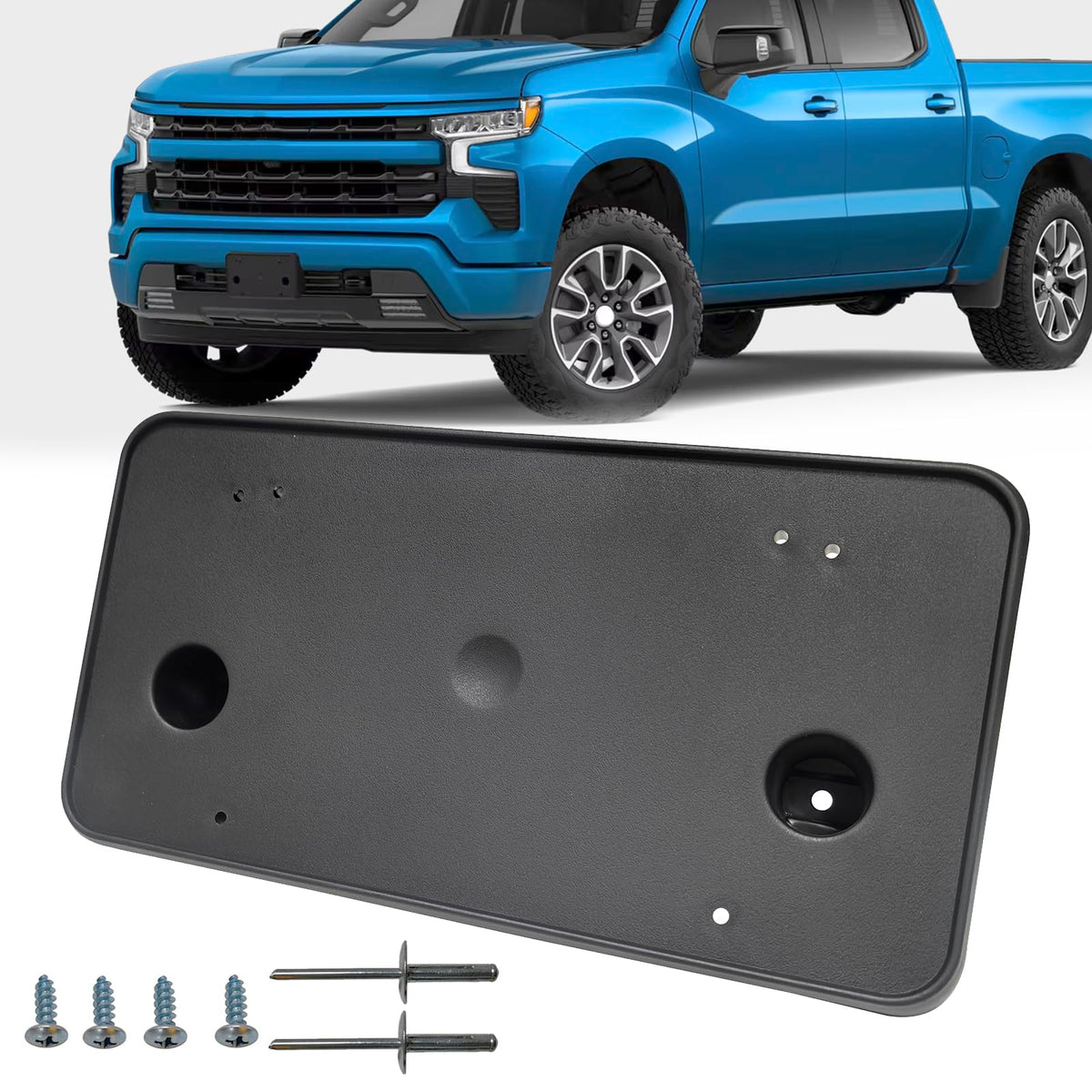 KYYET Front Bumper License Plate Frame Bracket Holder Fits for Chevrolet Silverado 1500 2023 2024 2025 Replacement 86772168 GM10