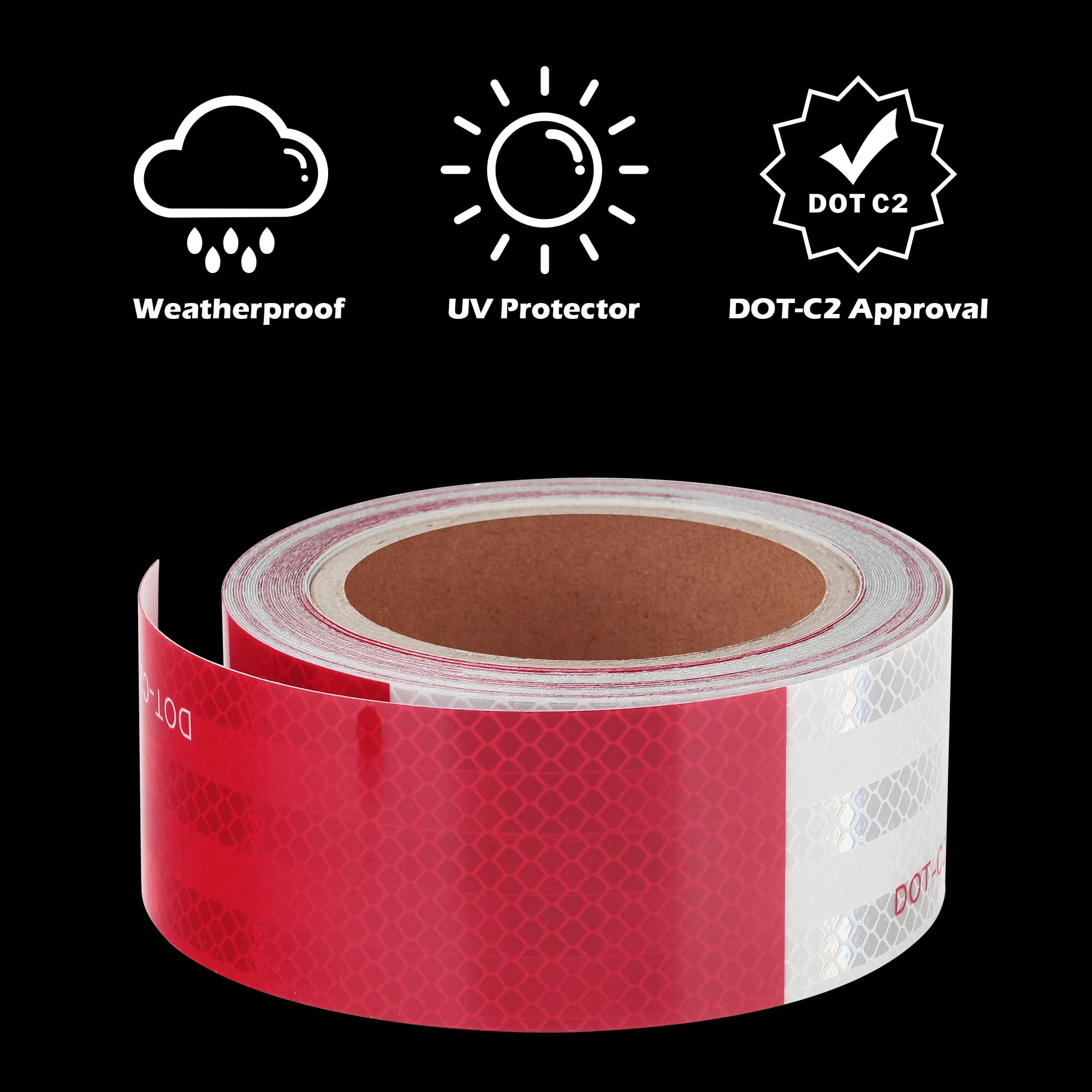 Llpt Reflective Tape 1/2    X 33 Ft Dot-C2 High Visibility Safety Tape Flexible Waterproof Intense Reflector For Trailer Truck C