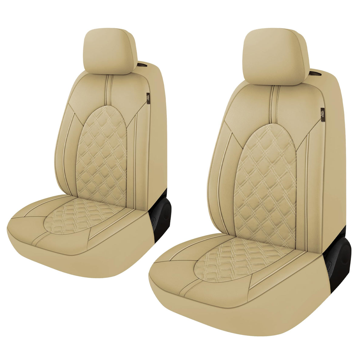 CAROMOP Luxury PU Leather Car Seat Covers Front Set, Anti-Stain Waterproof Automotive Seat Covers for Cars, Universal Car Interi