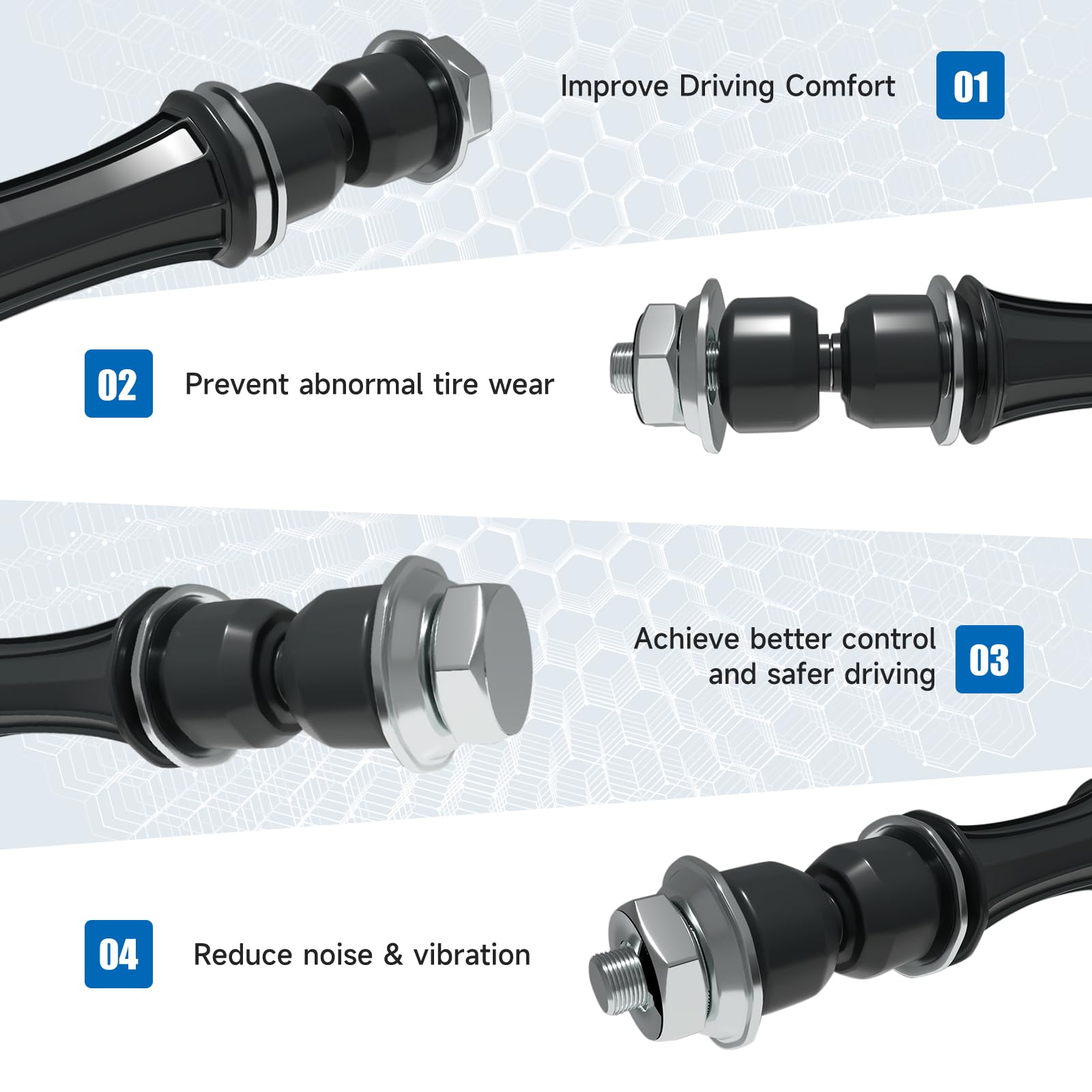 K700432 Sway Bar Links Fit For Escalade,Escalade Esv,Escalade Ext;Avalanche,Silverado 1500,Suburban,Suburban 1500,Tahoe; Sierra,Yukon,Yukon Xl,Yukon Xl 1500 2007-2016 Front Stabilizer End Link