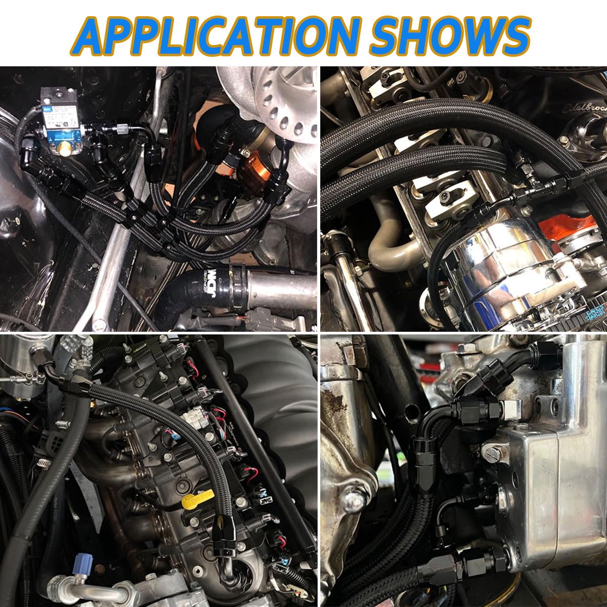 3/8 6AN 12FT Fuel Line Hose Kit, Nylon Stainless Steel Braided Fuel Line Oil/Gas/Fuel Hose End Fitting Hose with 6PCS Swivel Fue